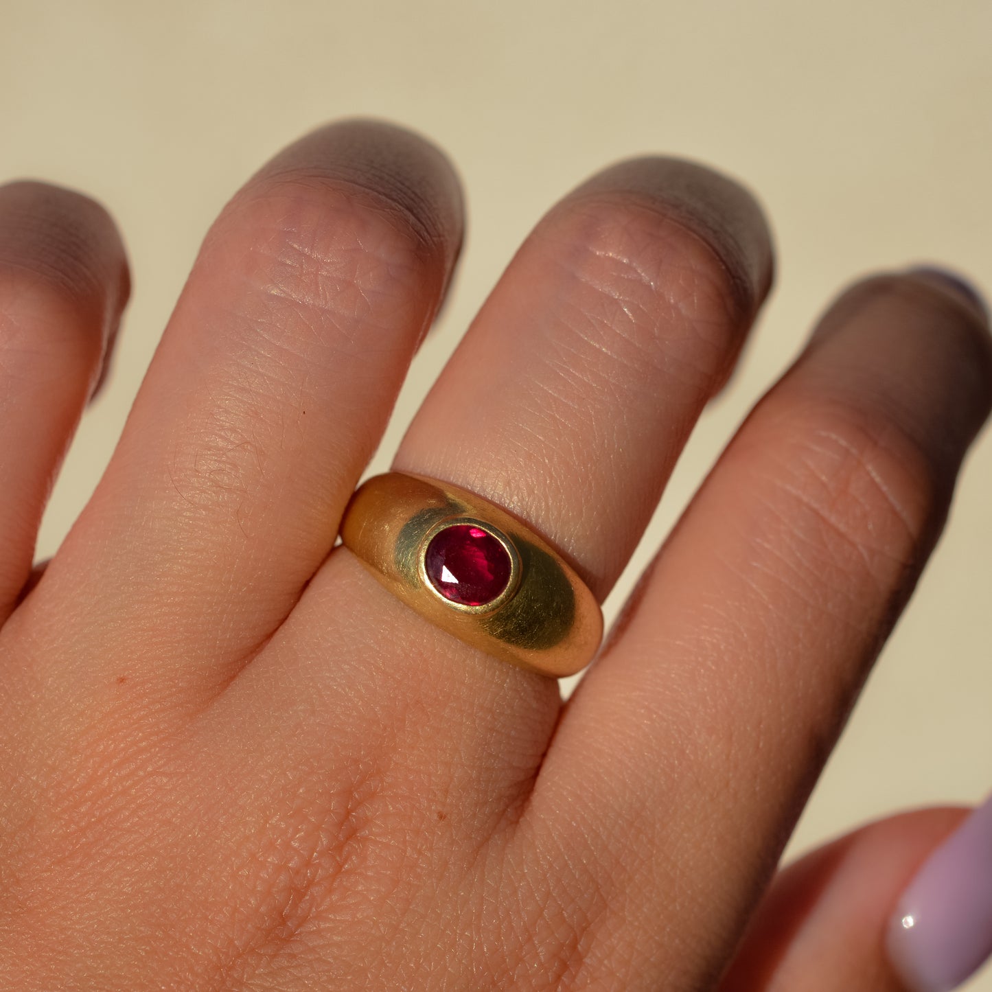 Vintage Bezel-set Ruby Dome Ring
