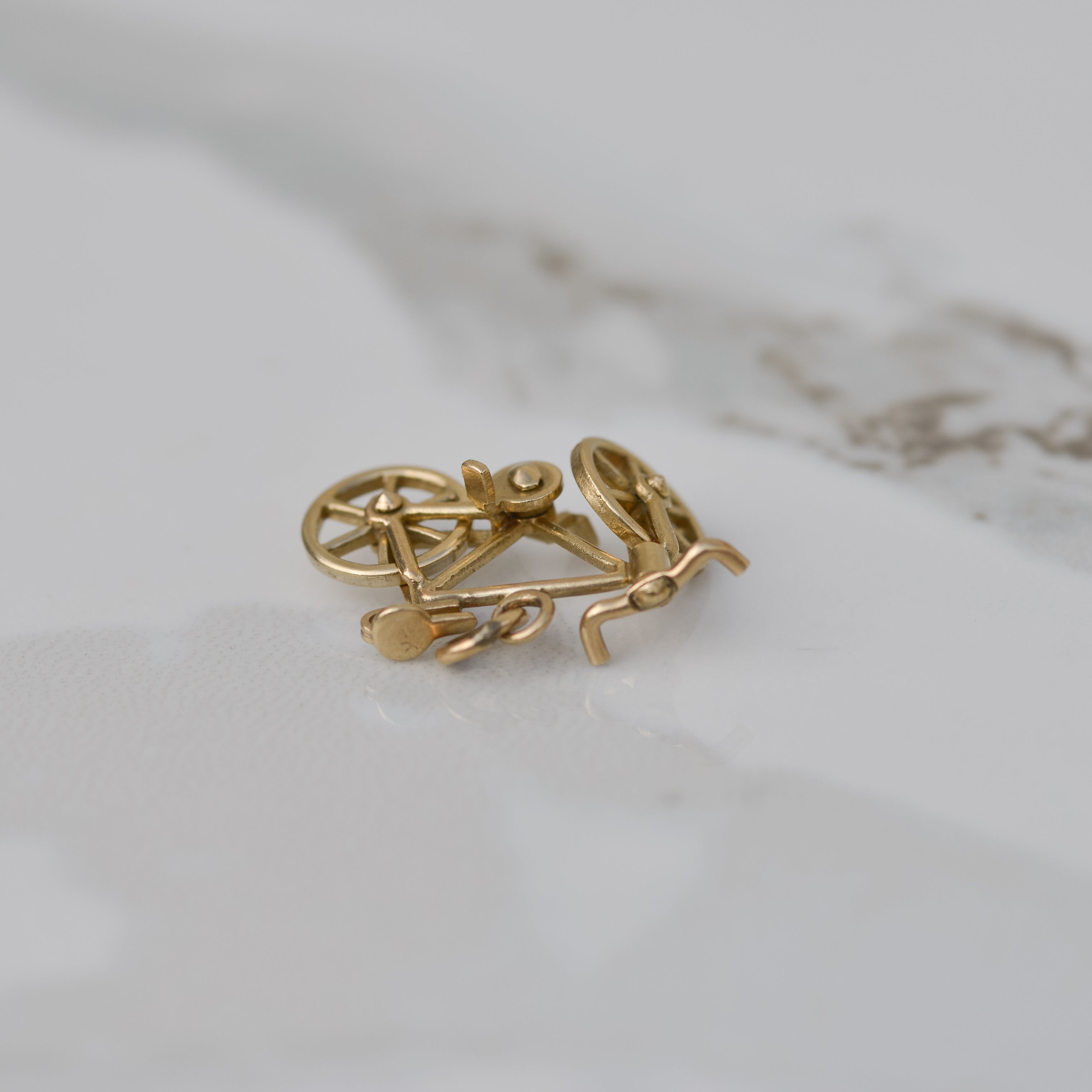 Vintage Articulated Bicycle Charm 14k