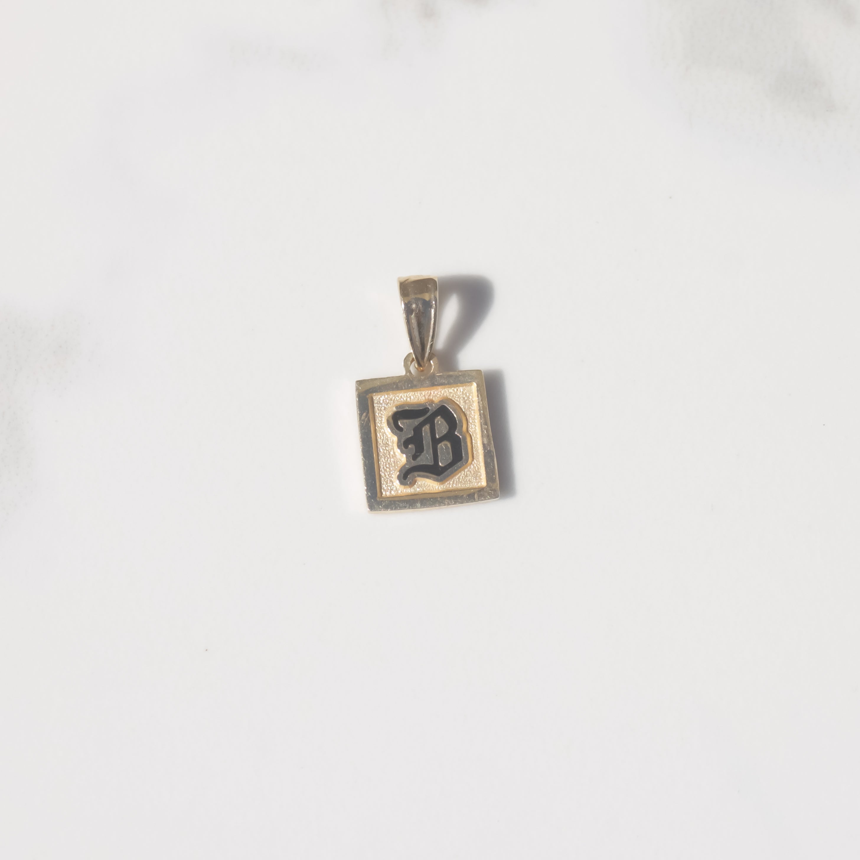 Old English B Initial Charm 14k