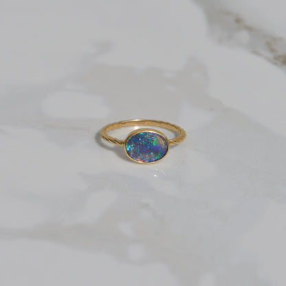 Estate Black Opal Ring Sz 8 14k