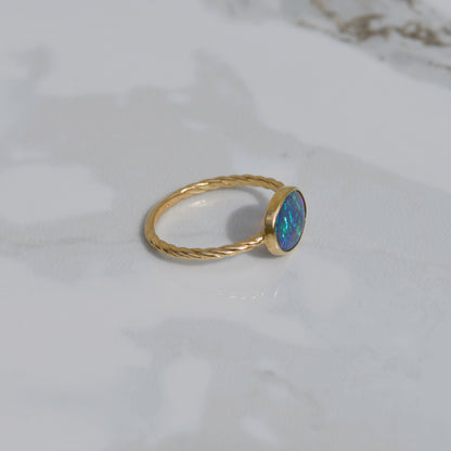 Estate Black Opal Ring Sz 8 14k