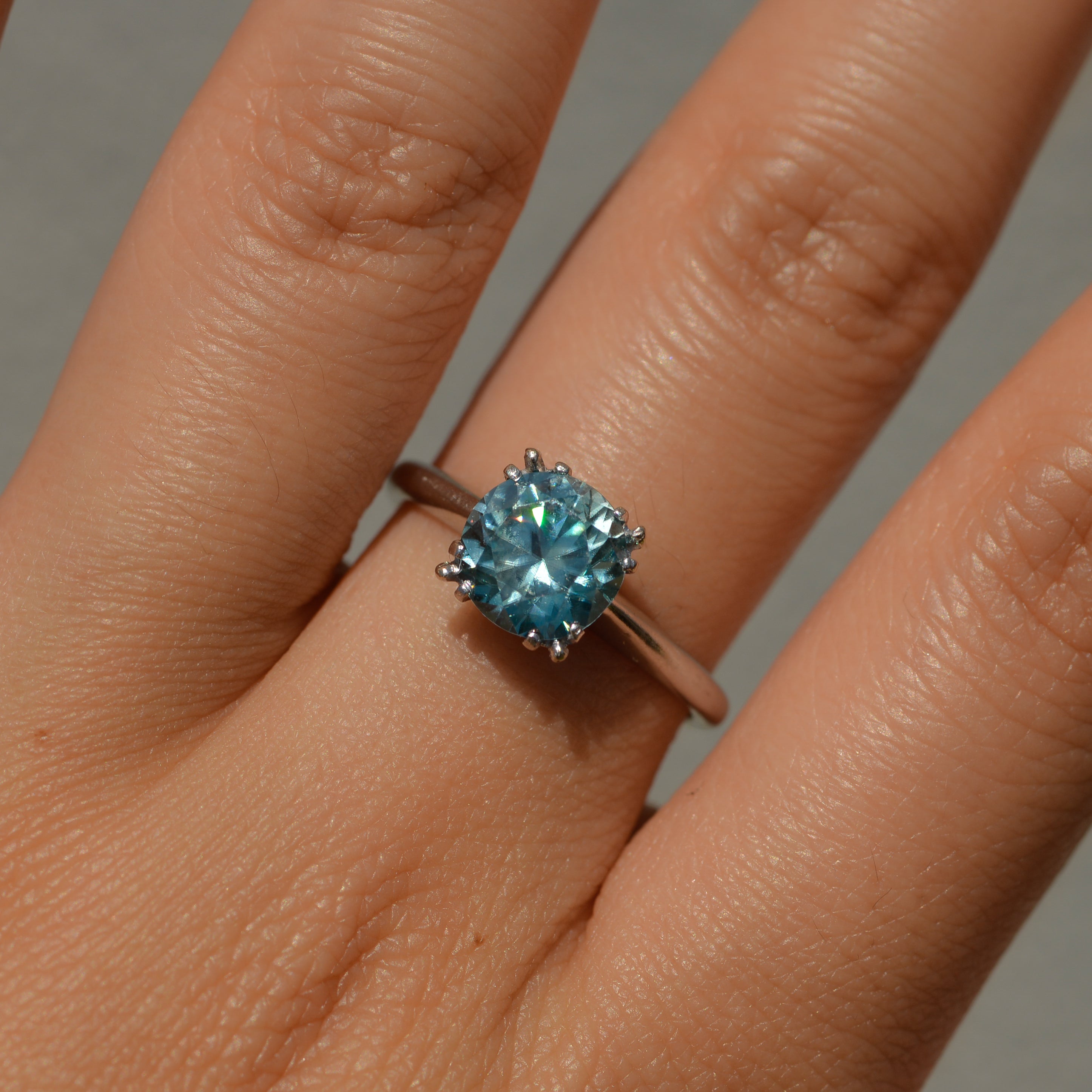 Art Deco Blue Zircon Solitaire