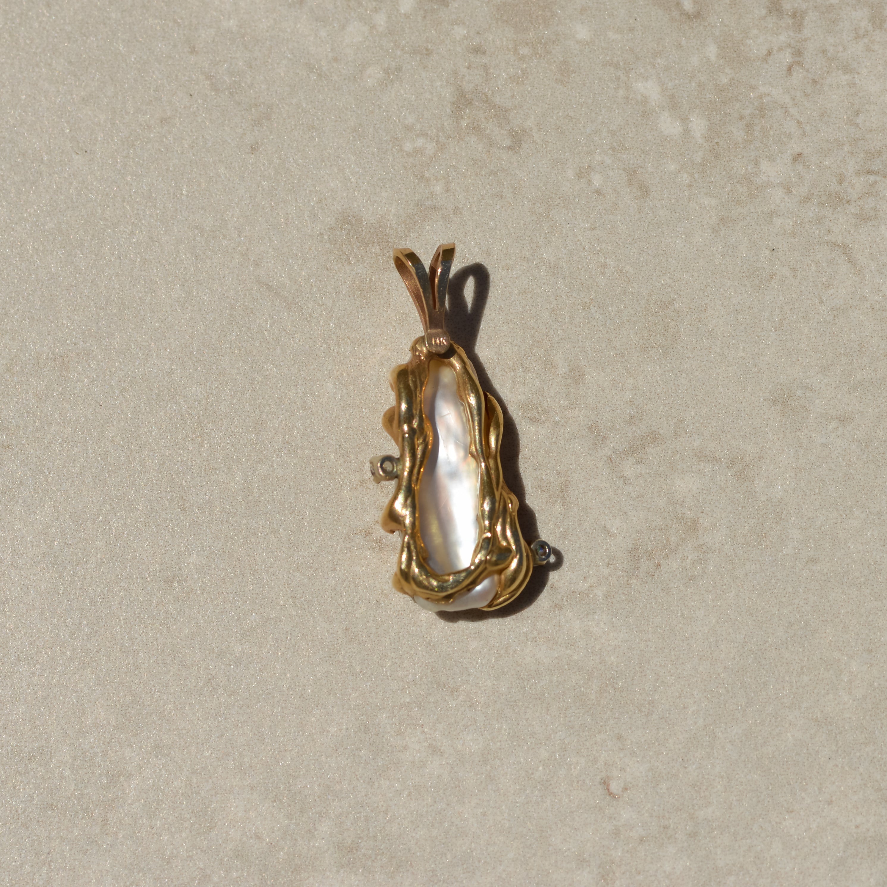 Vintage Baroque Pearl Diamond Pendant