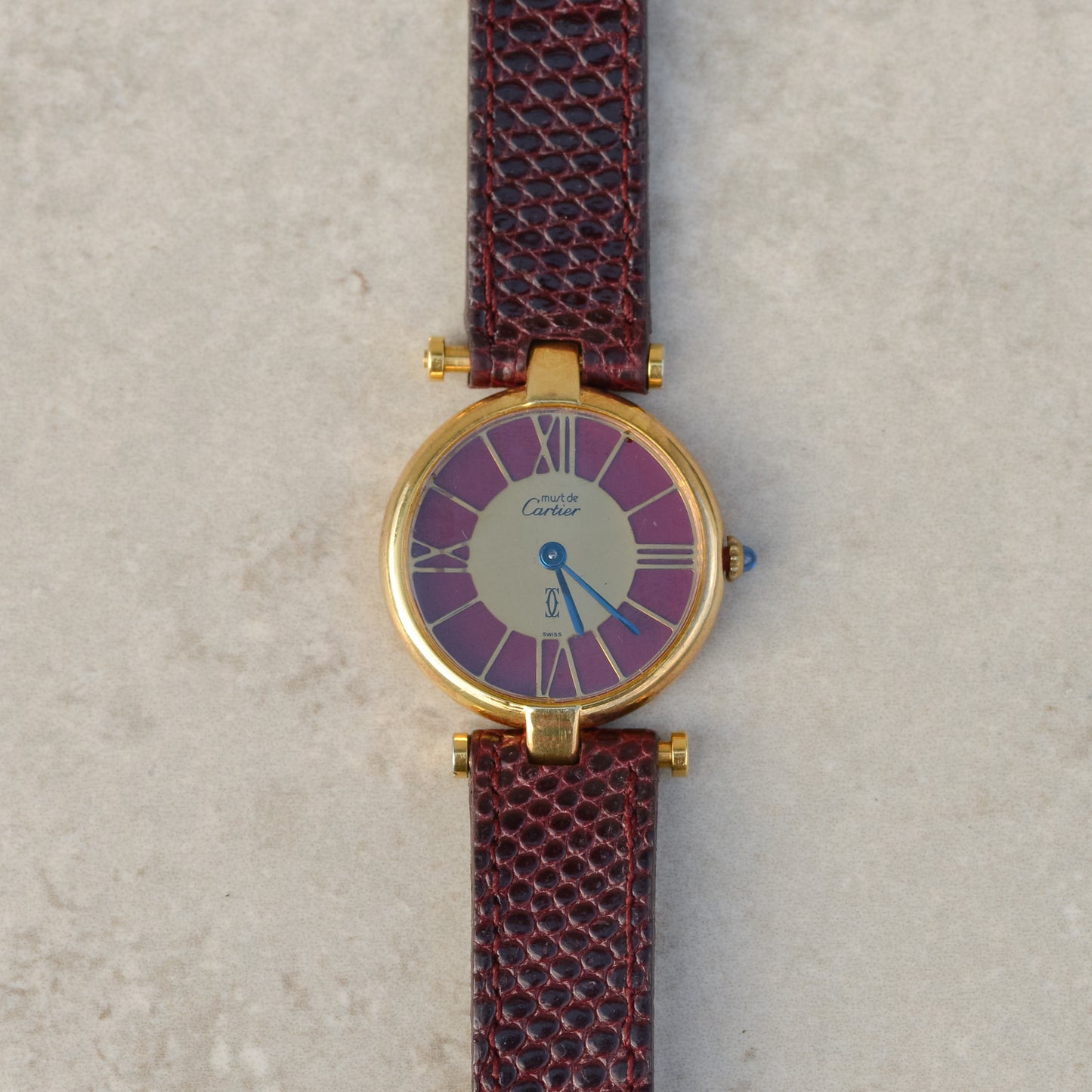 must de Cartier Vendôme, burgundy dial