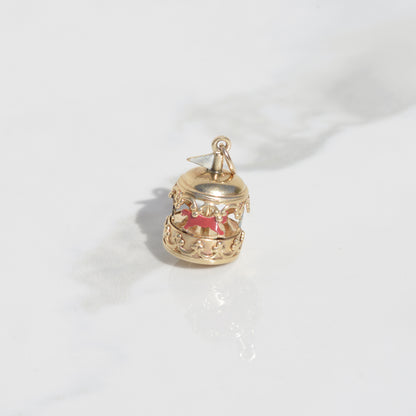 Vintage Carousel Charm 14k