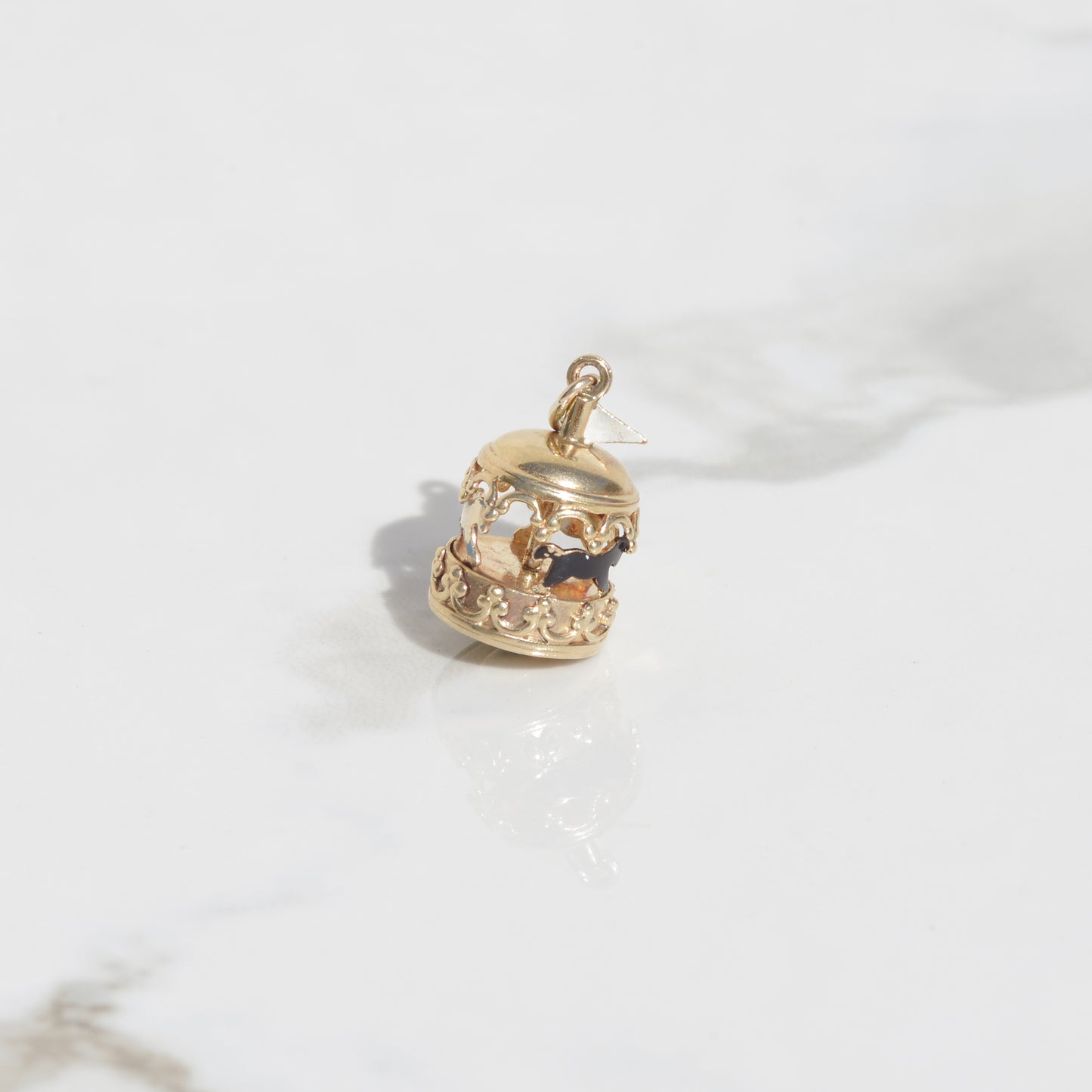 Vintage Carousel Charm 14k