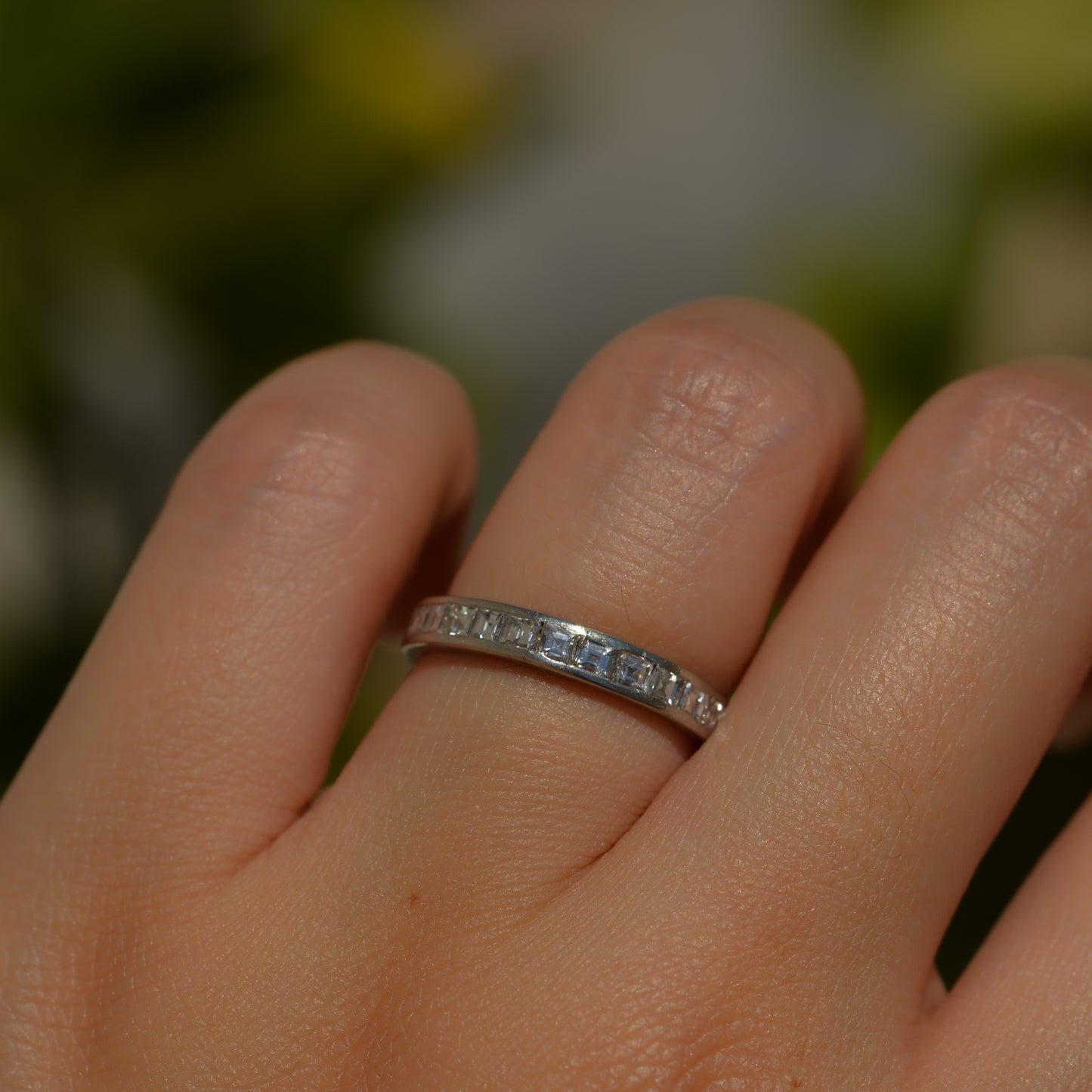 Vintage Carré Cut Diamond Eternity Band