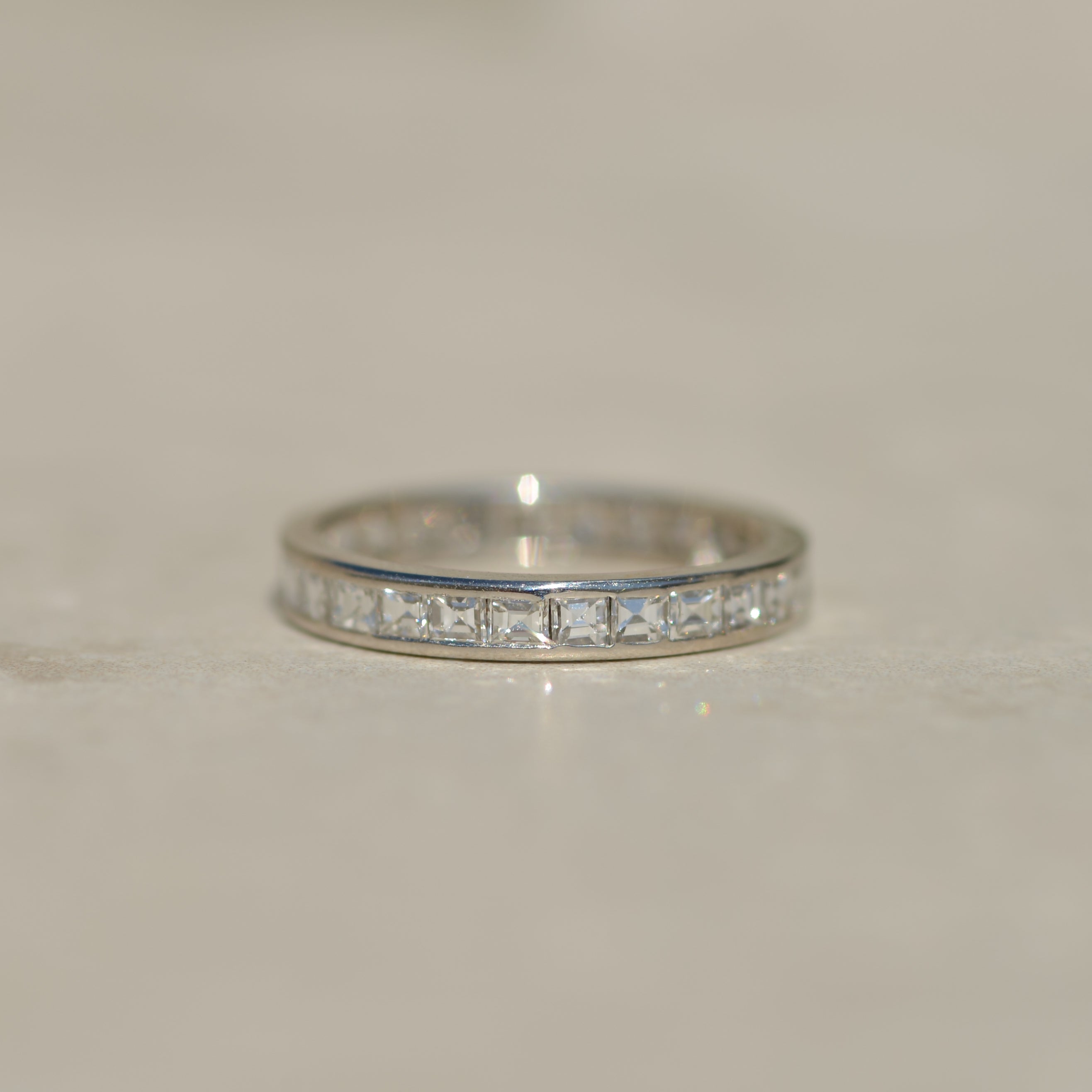 Vintage Carré Cut Diamond Eternity Band