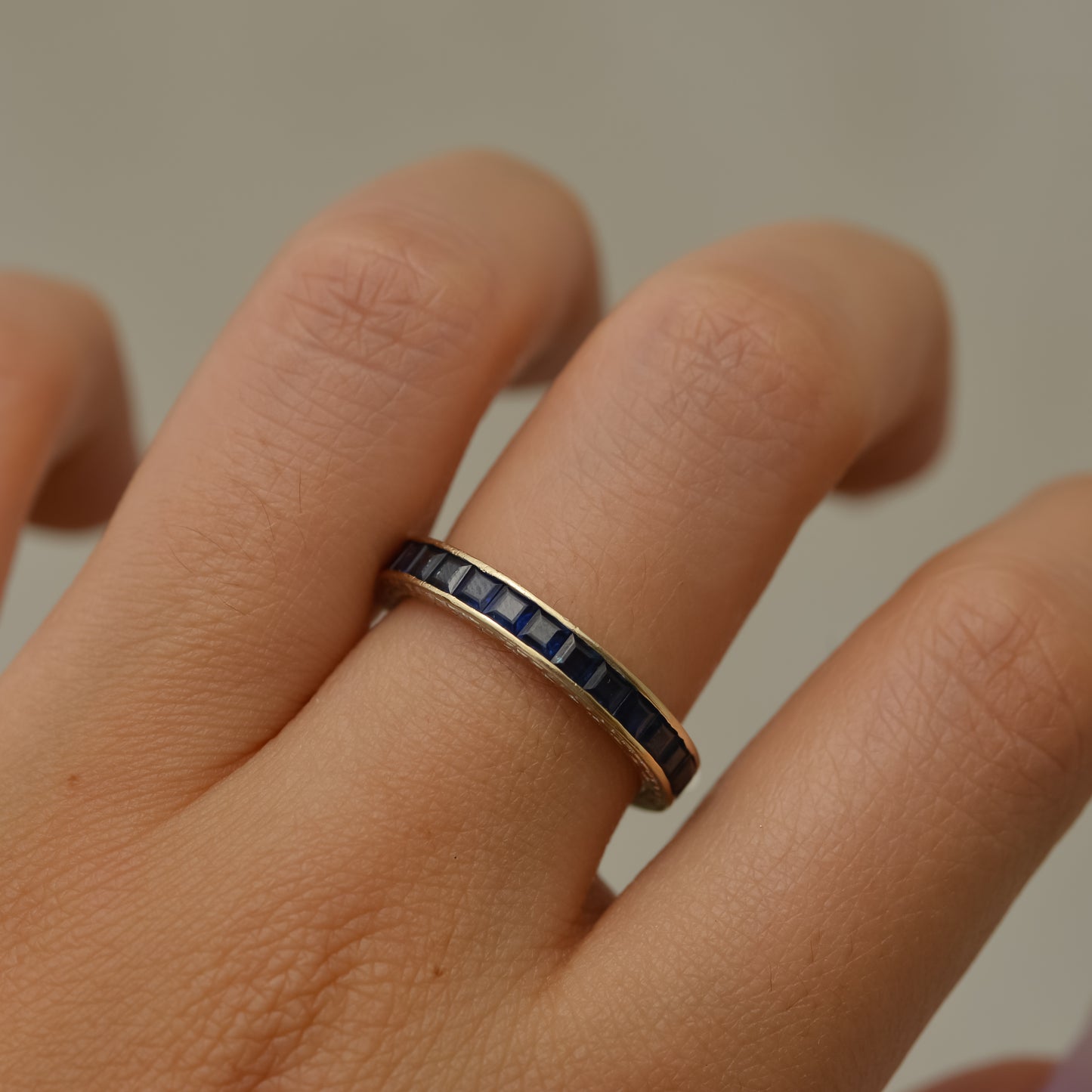 Vintage Channel-set Sapphire Eternity Band