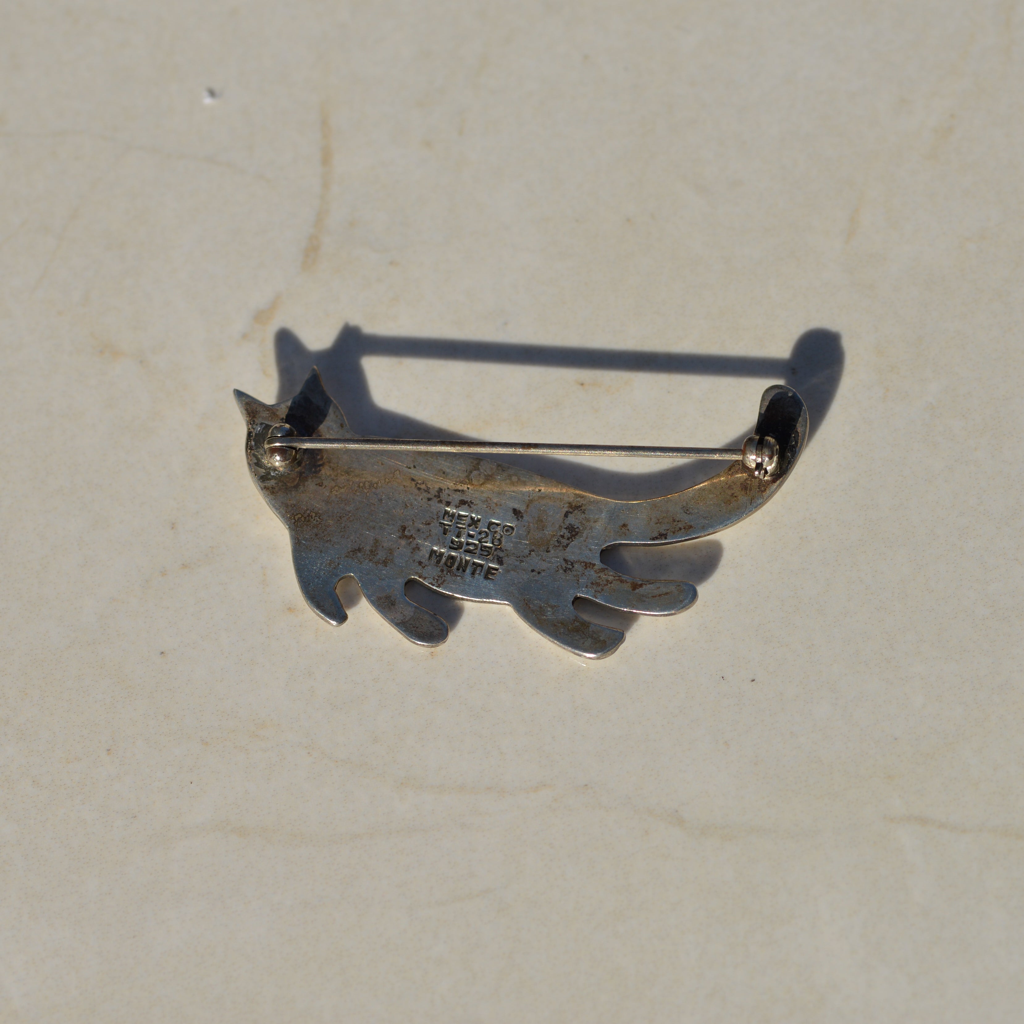 Vintage Sterling Cat Brooch