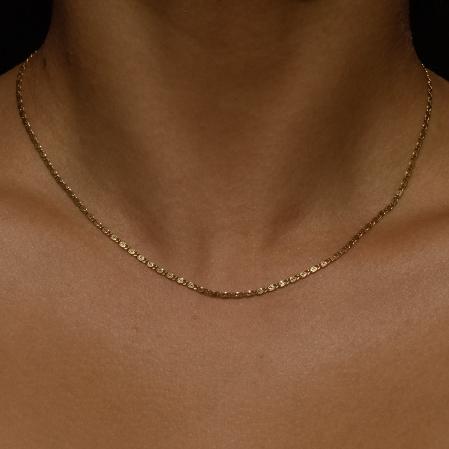 Vintage Snail Chain Necklace 16" 18k Gold