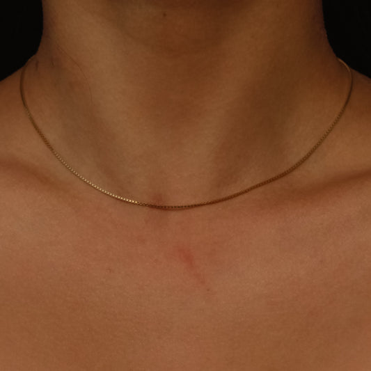 Vintage Box Chain Necklace 15.5" 18k Gold