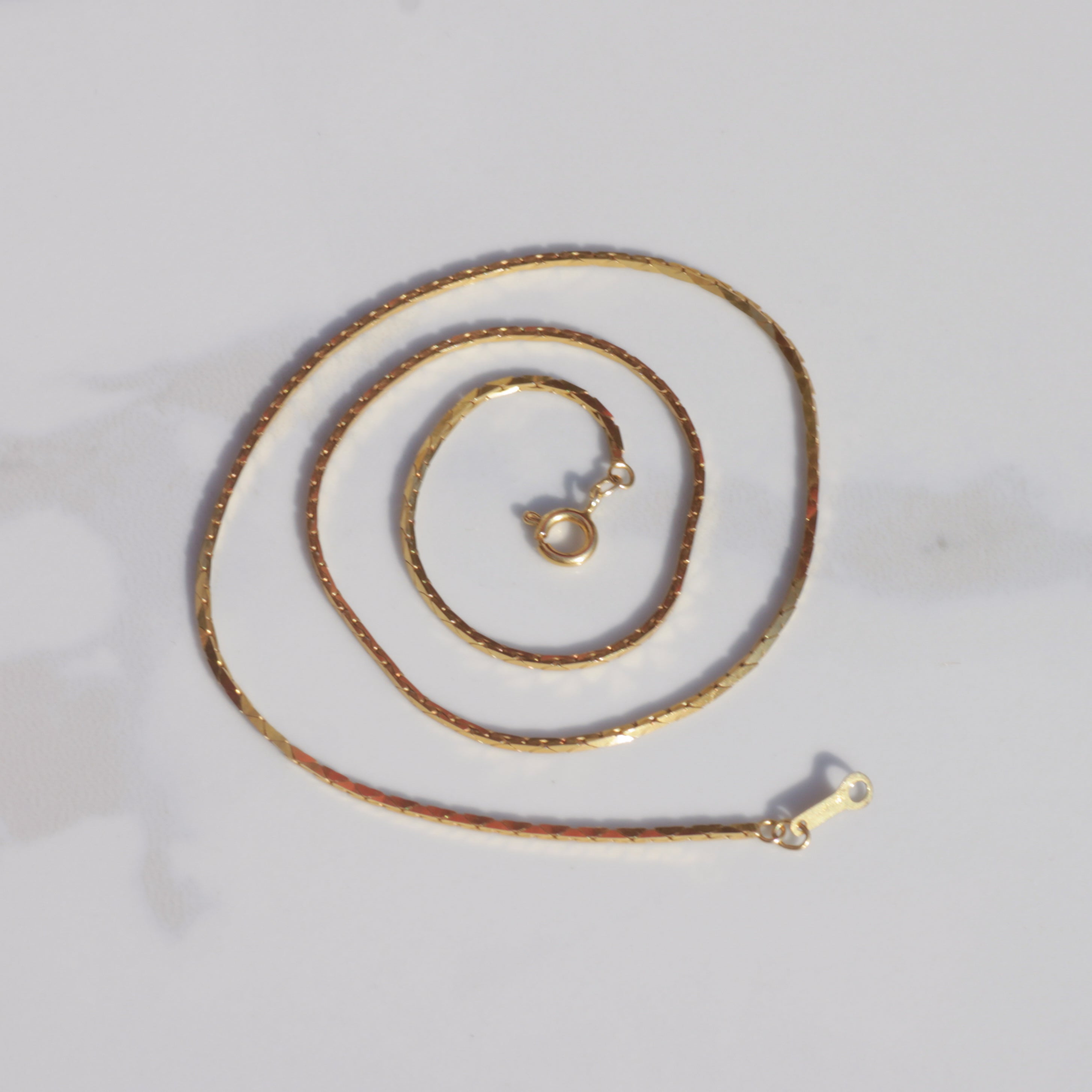 Vintage Cobra Chain Necklace 15.75" 14k Gold