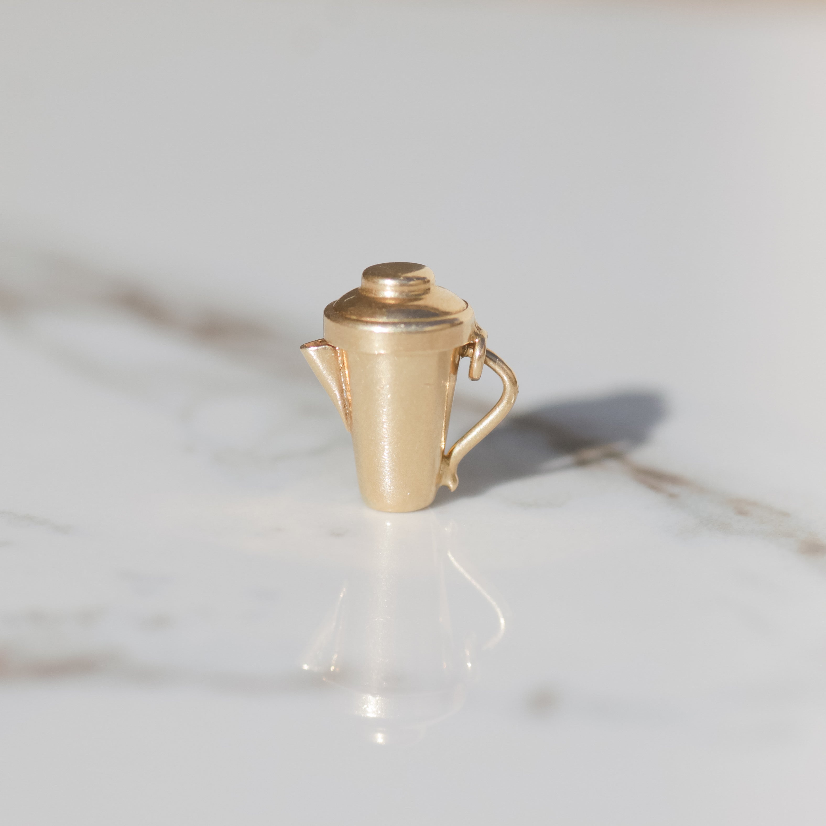 Vintage Articulated Coffee Pot Charm 14k