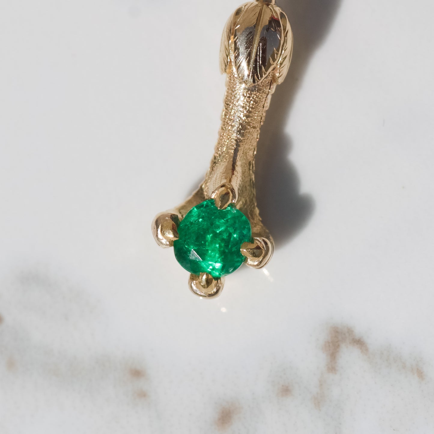 Antique Colombian Emerald Claw Charm 14k