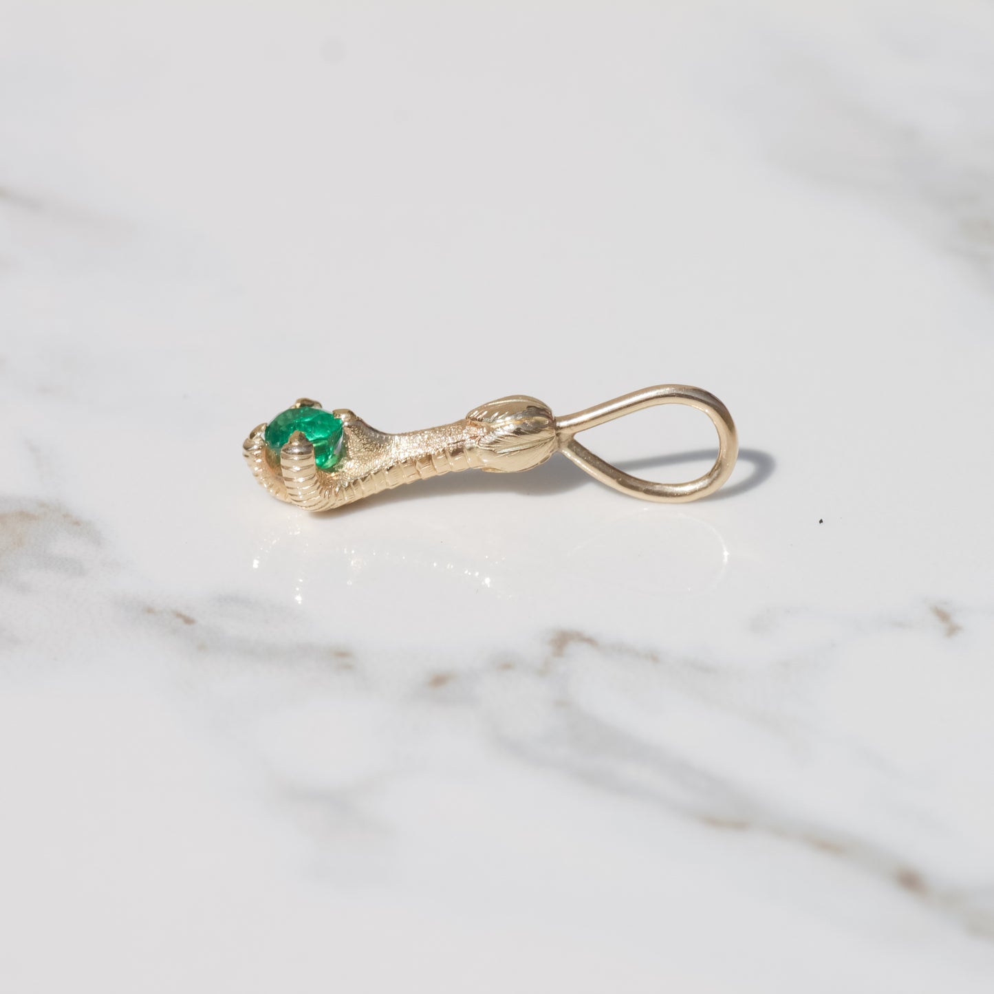 Antique Colombian Emerald Claw Charm 14k