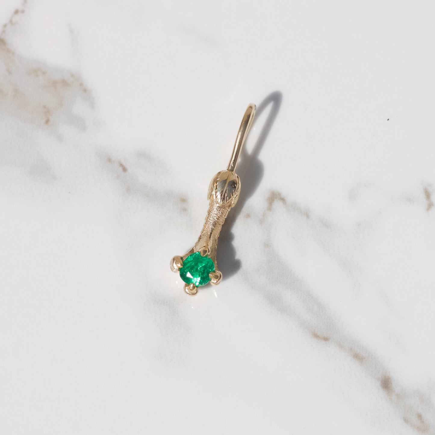 Antique Colombian Emerald Claw Charm 14k