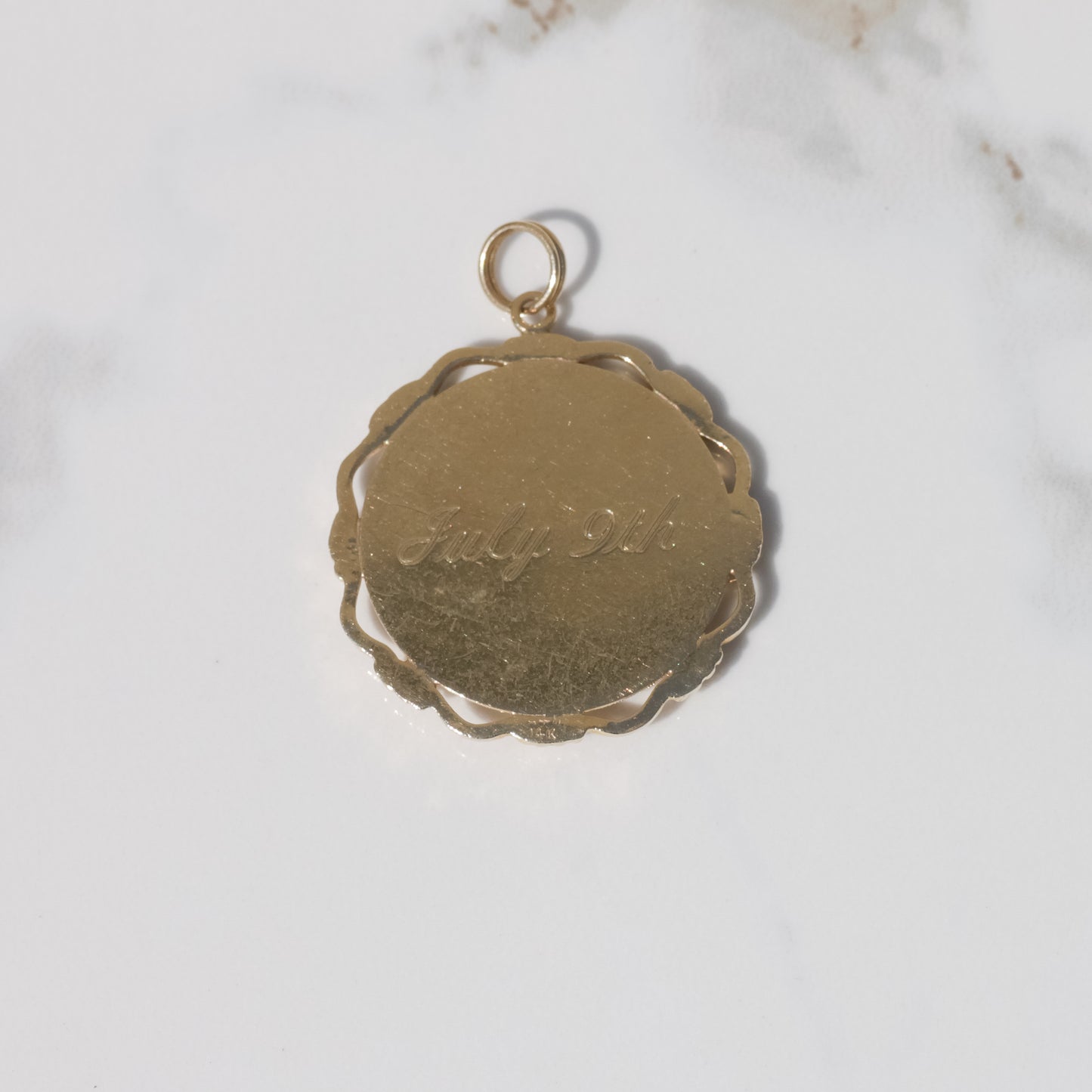 Vintage Cancer Zodiac Medallion Charm 14k