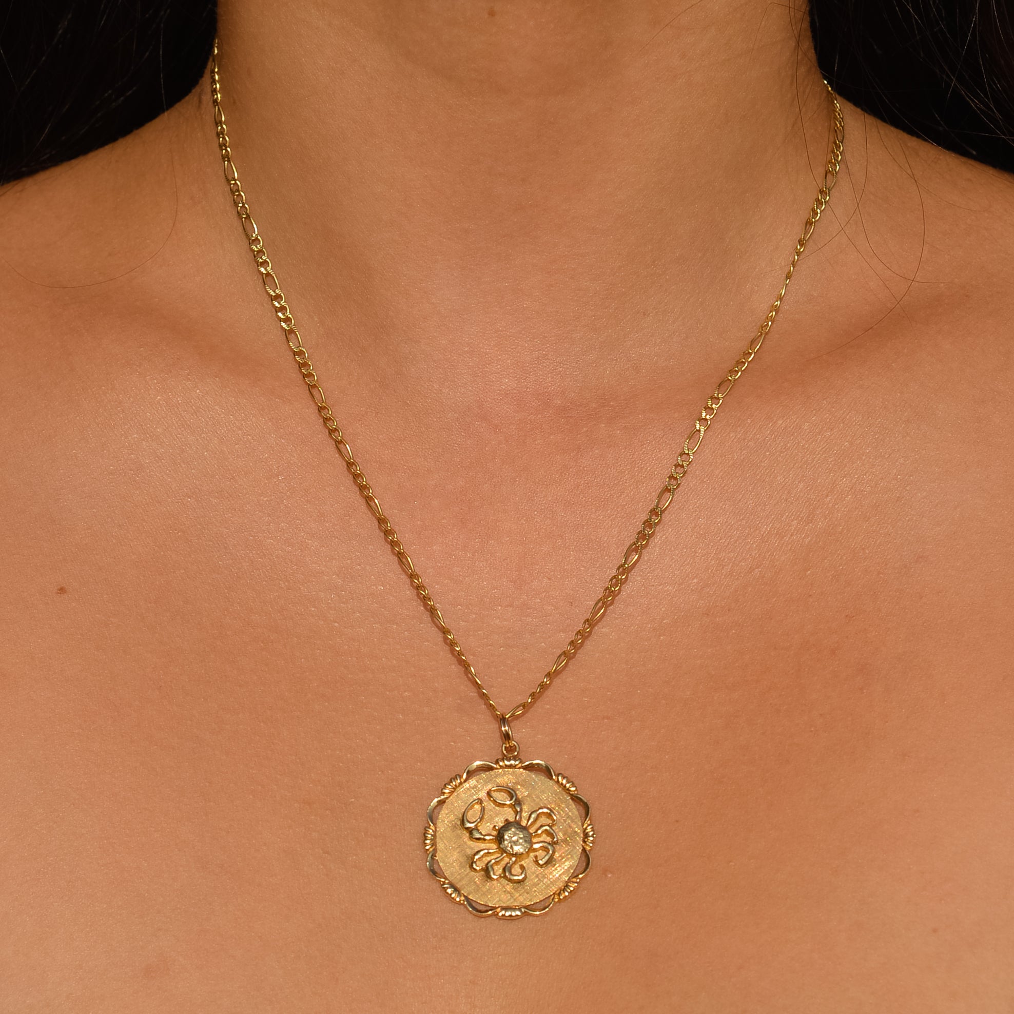 Vintage Cancer Zodiac Medallion Charm