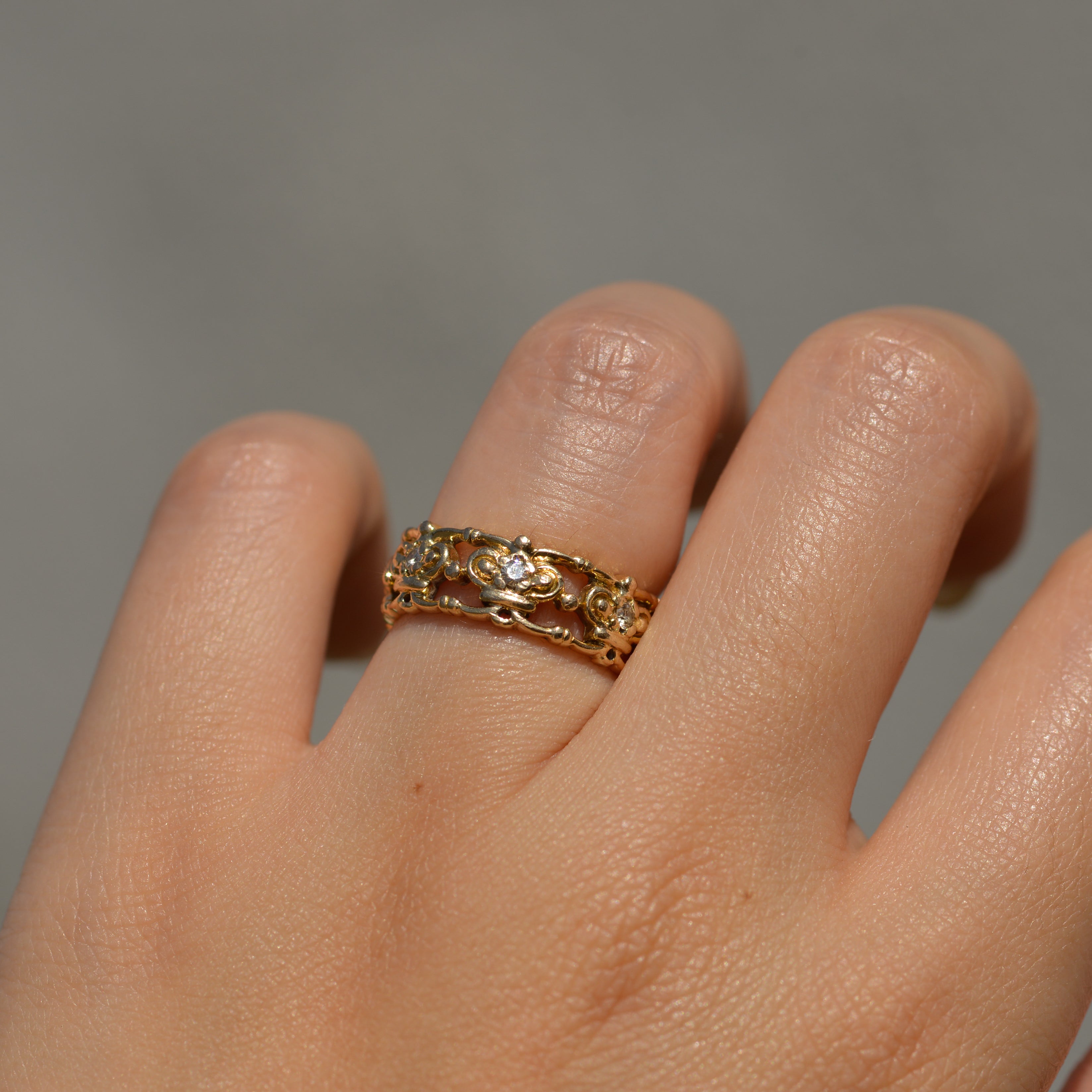 Vintage Crown Eternity Diamond Band