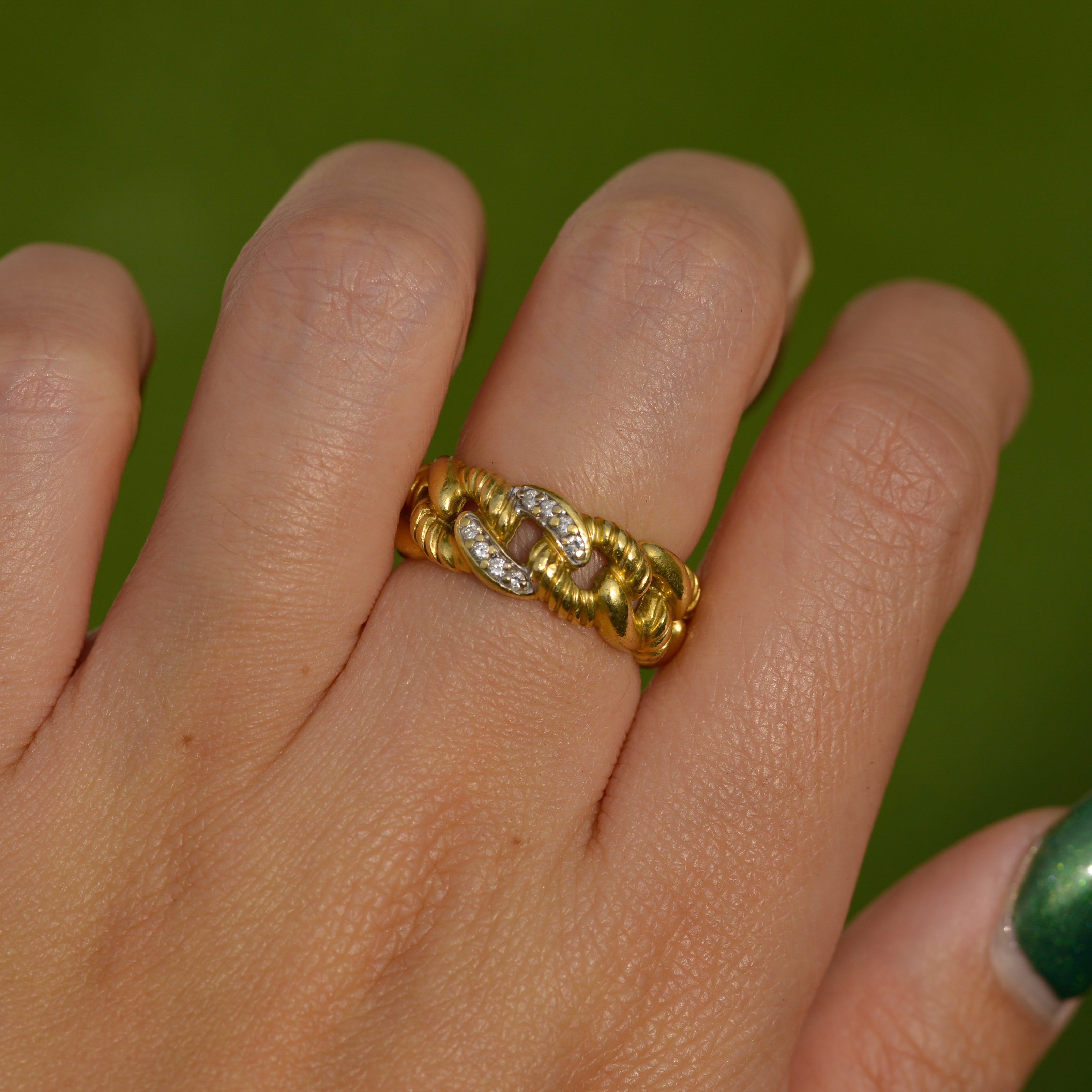 Estate Diamond Curb Chain Ring