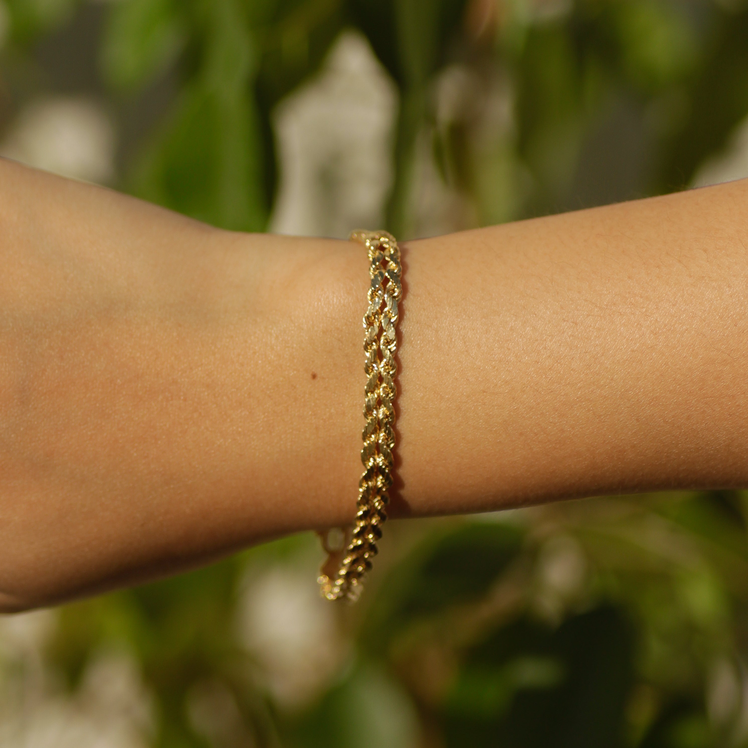 Vintage Double Rope Bracelet 7" 18k Gold