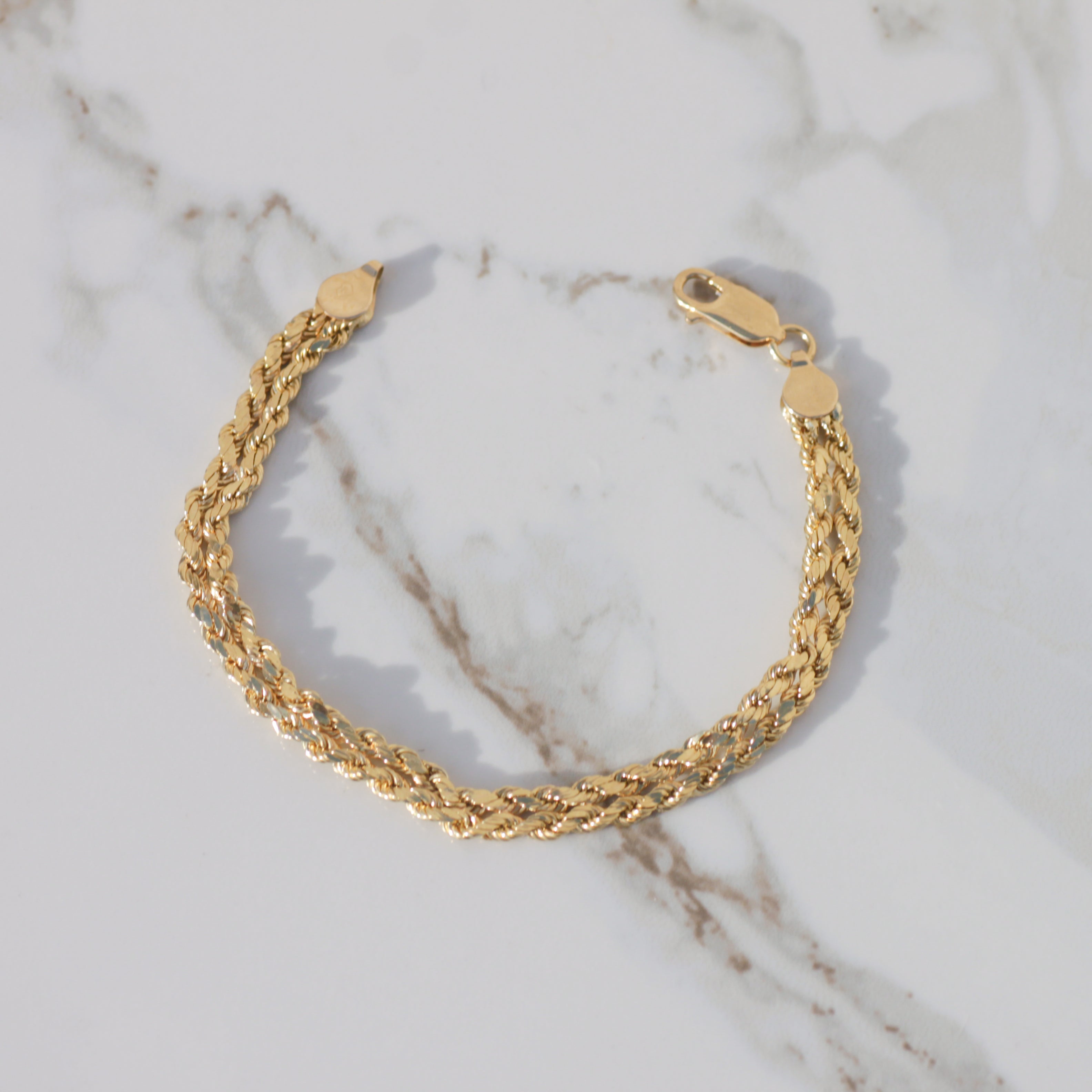 Vintage Double Rope Bracelet 7" 18k Gold