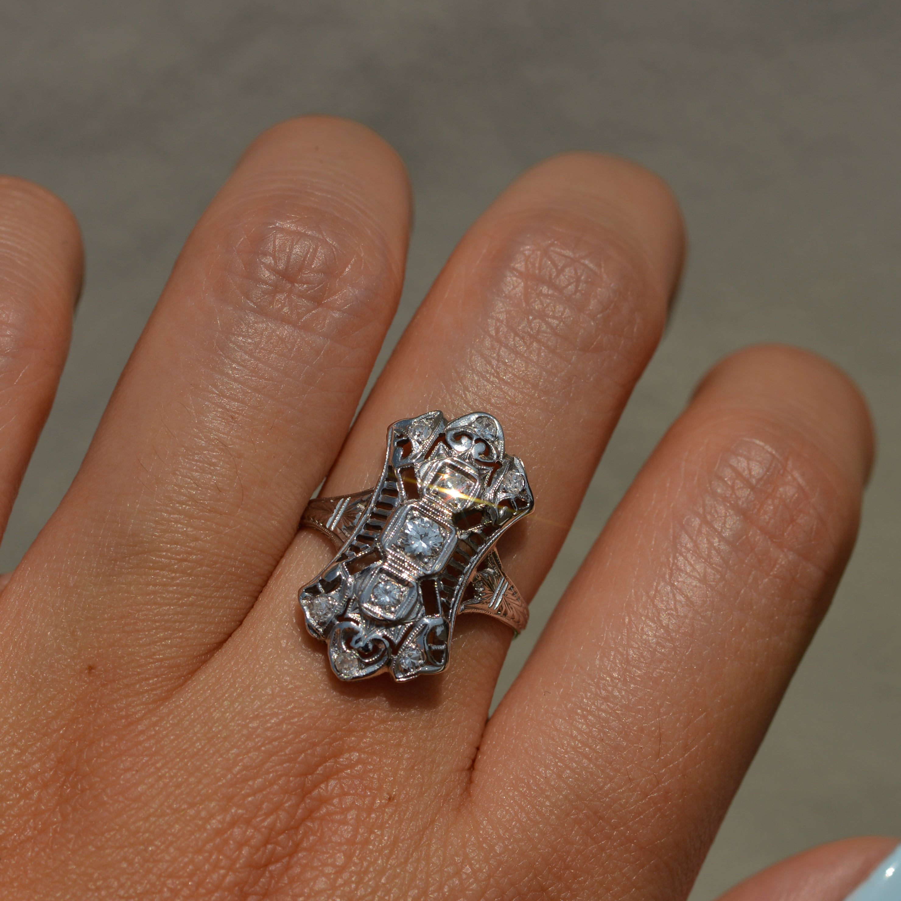 Art Deco Diamond Filigree Ring