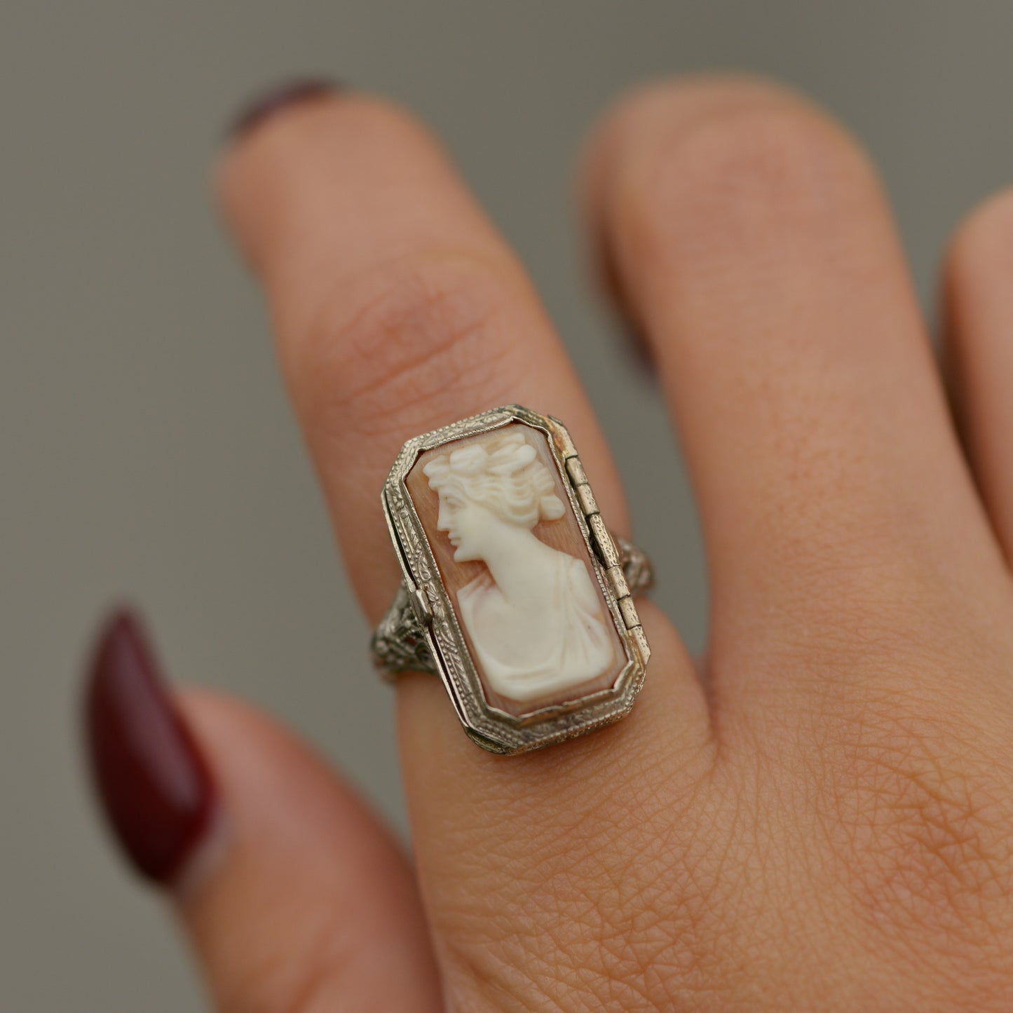 Late Art Deco Onyx & Cameo Flip Ring