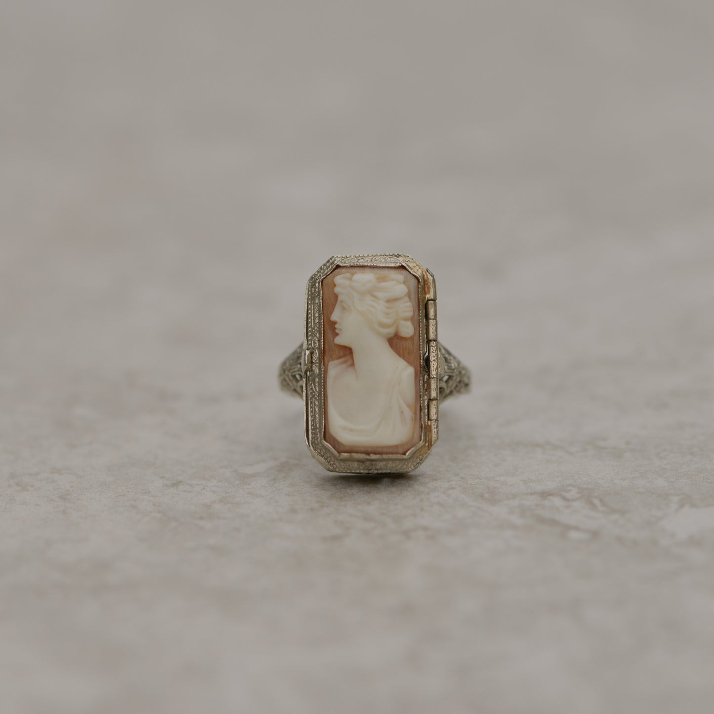 Late Art Deco Onyx & Cameo Flip Ring