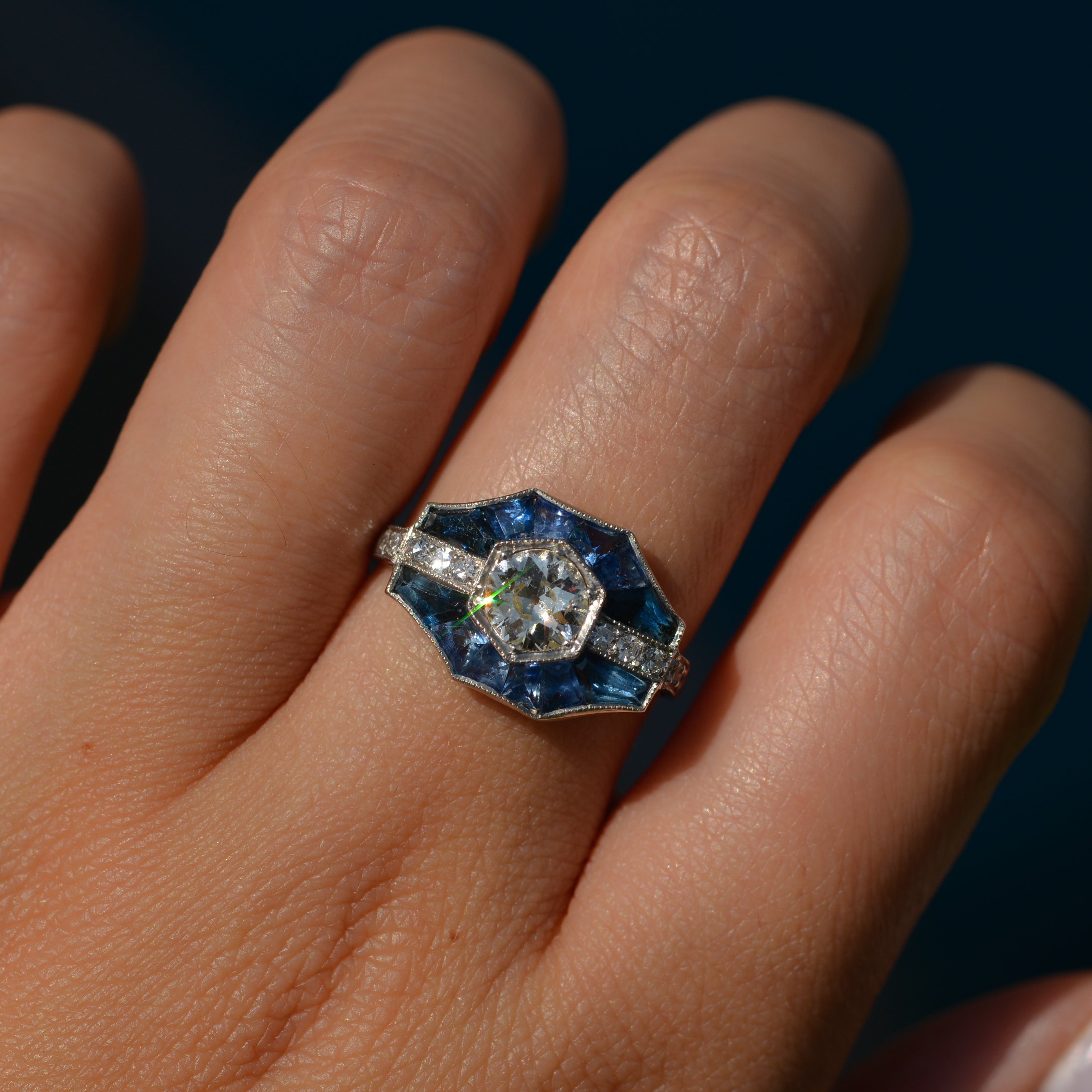 Art Deco Diamond and Sapphire Ring