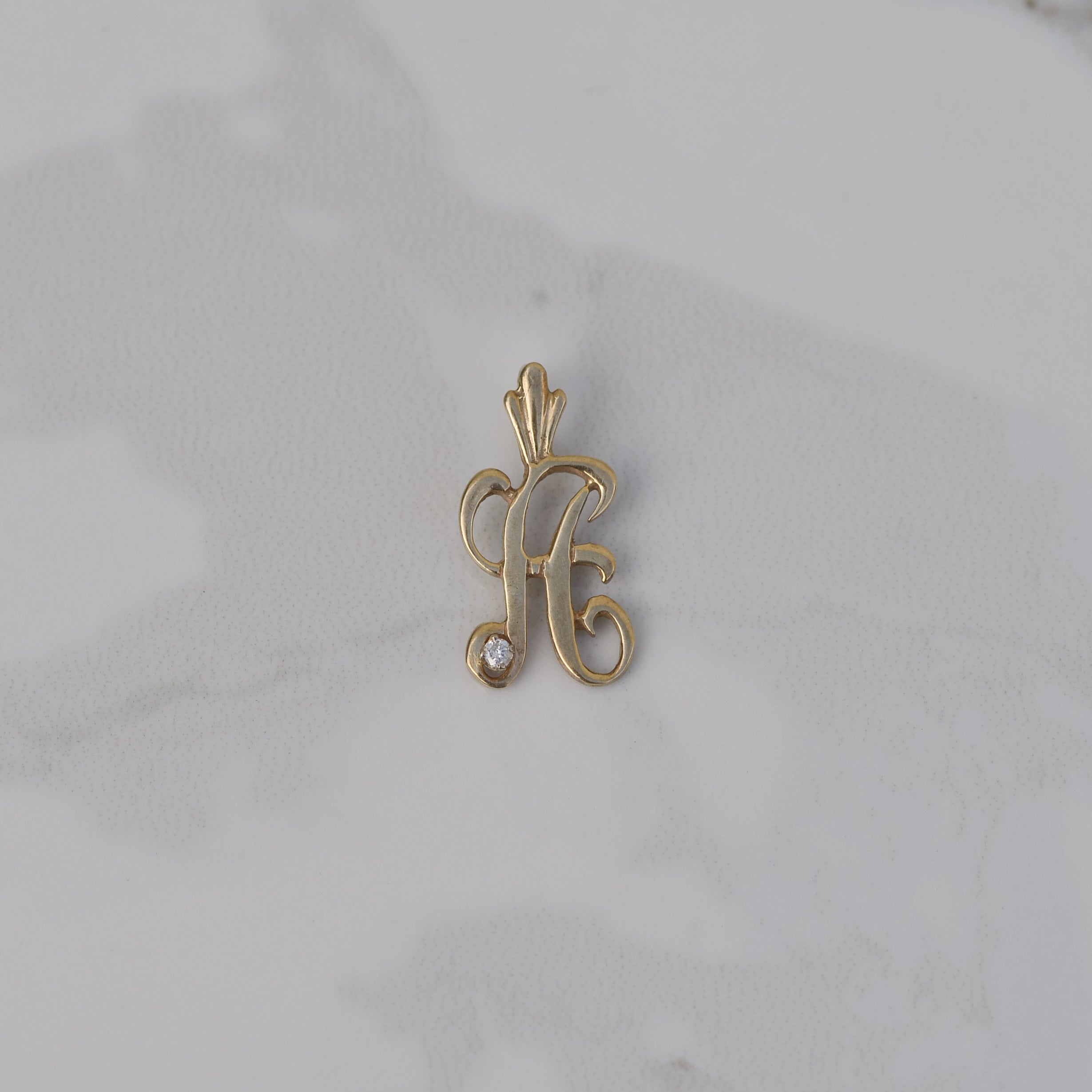 Vintage Diamond A Initial Charm 14k