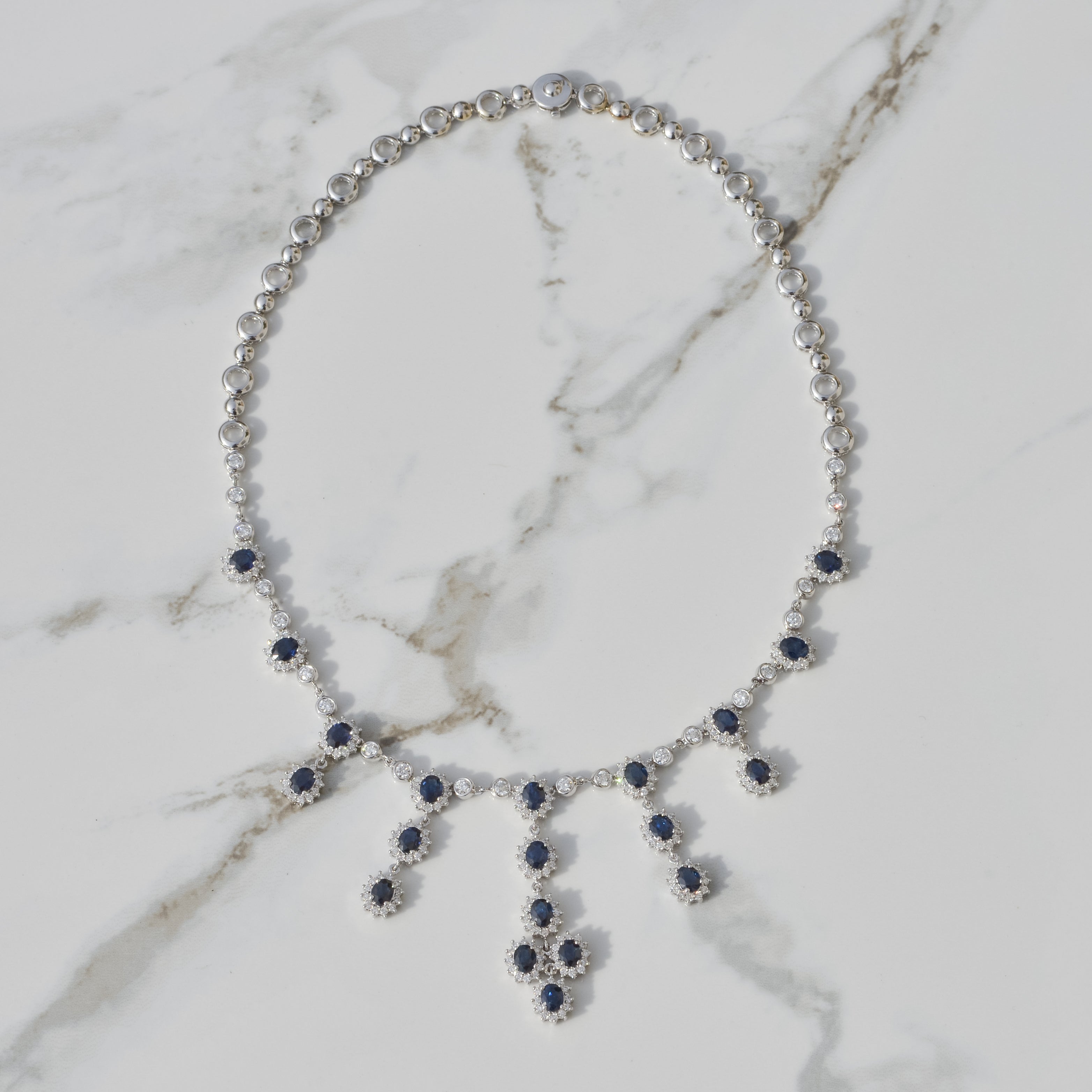Estate Sapphire and Diamond Statement Bib Necklace