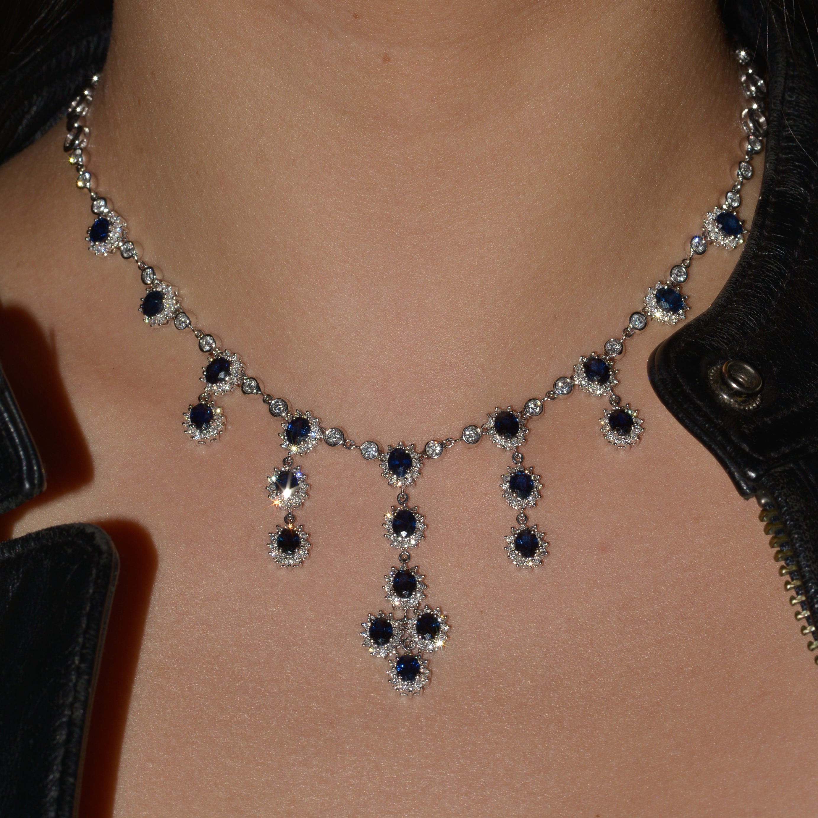 Estate Sapphire and Diamond Statement Bib Necklace
