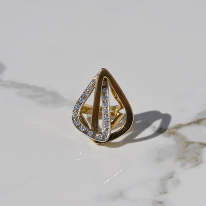 Vintage Mid Century Diamond Cocktail Ring Sz 5 1/4 14k