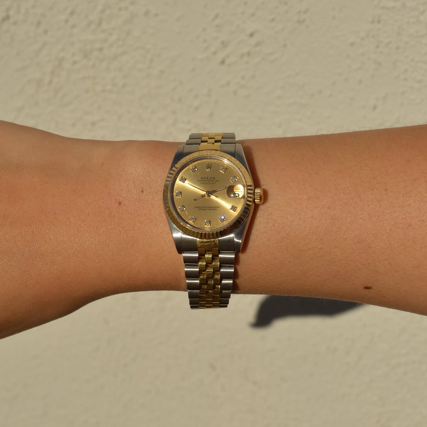 Vintage Rolex Datejust 31, champagne diamond dial, reference 68273