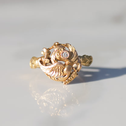 Antique Dragon Diamond Ring Sz 6 1/2 14k