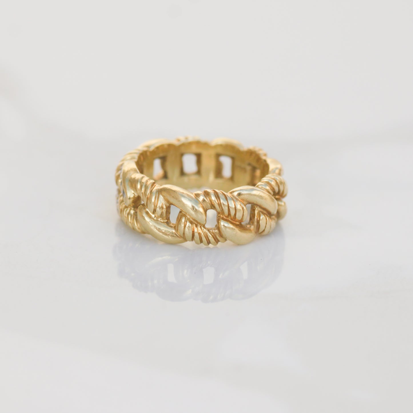 Estate Diamond Curb Chain Ring Sz 6 18k