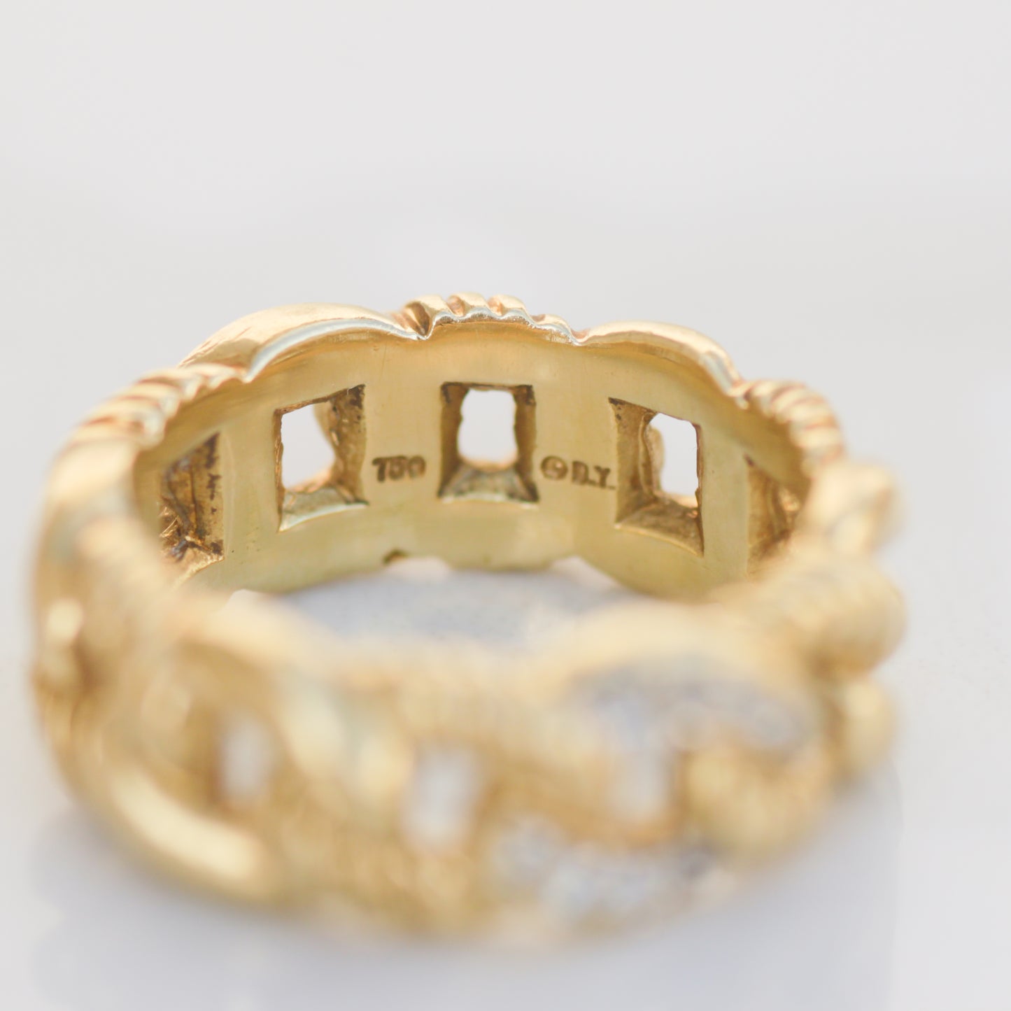 Estate Diamond Curb Chain Ring Sz 6 18k