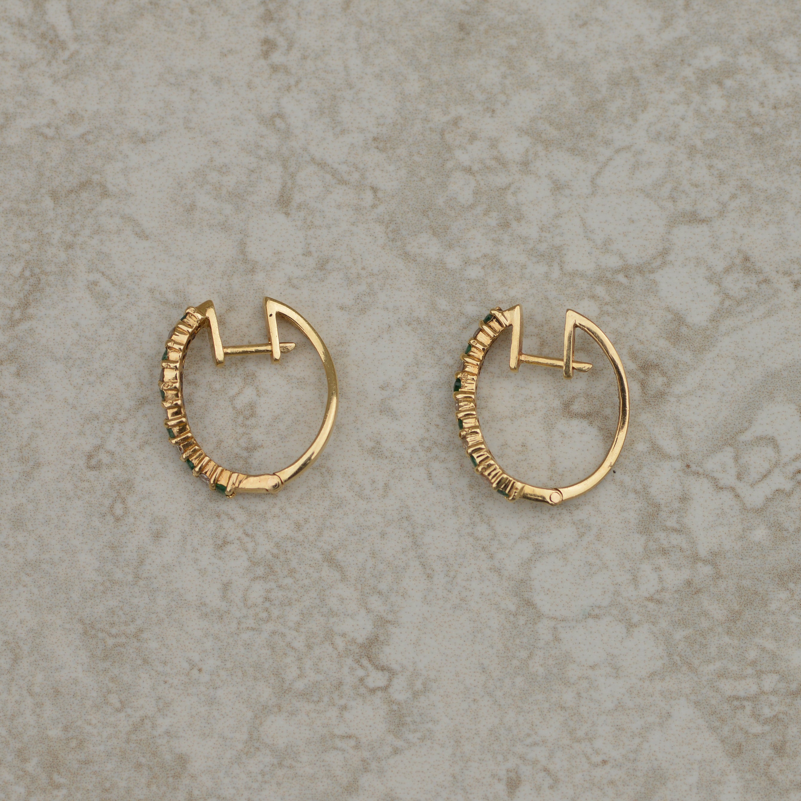 Vintage Emerald & Diamond Wavy Hoops