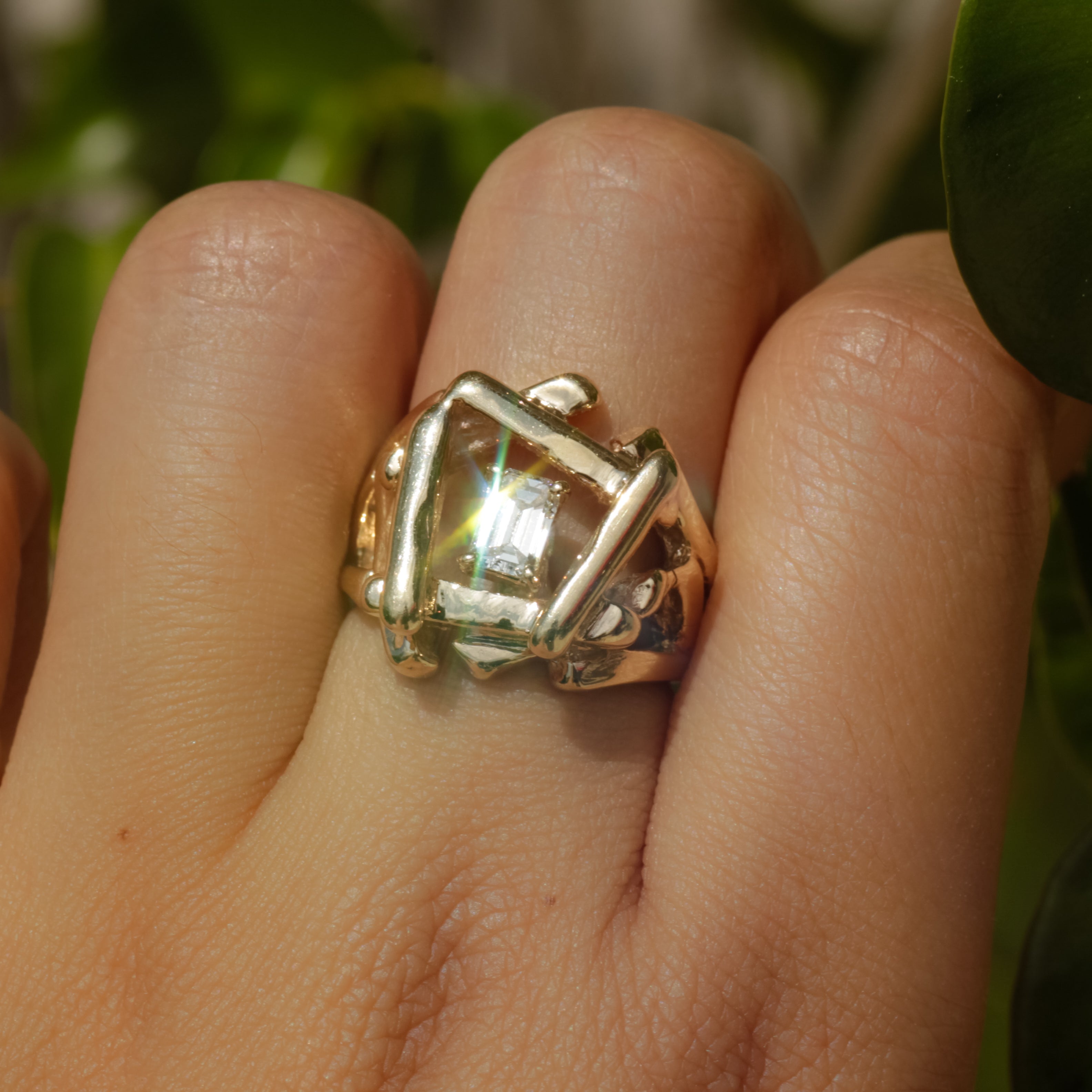 Mid-Century Diamond Modernist Ring