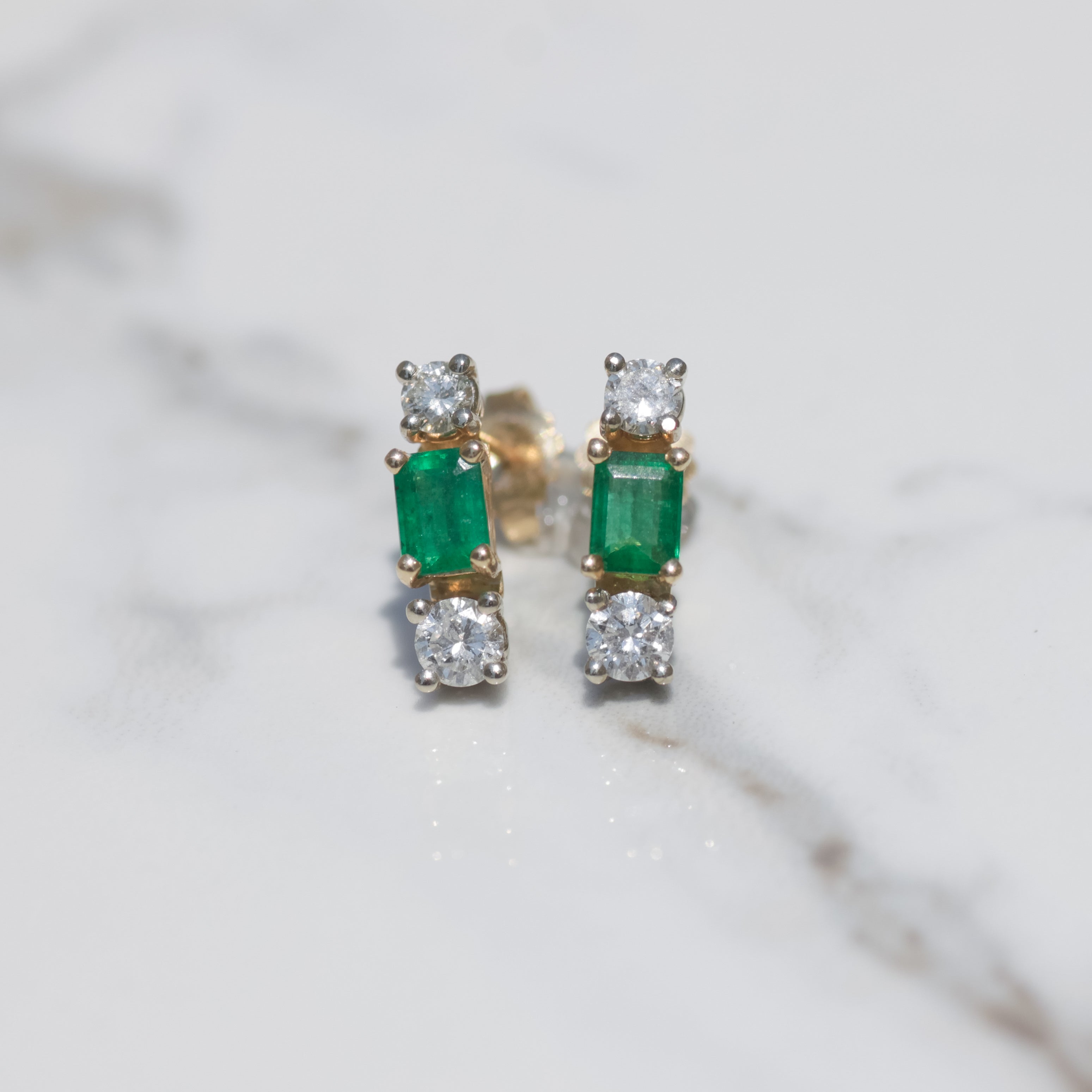 Diamond and Emerald Stud Earrings