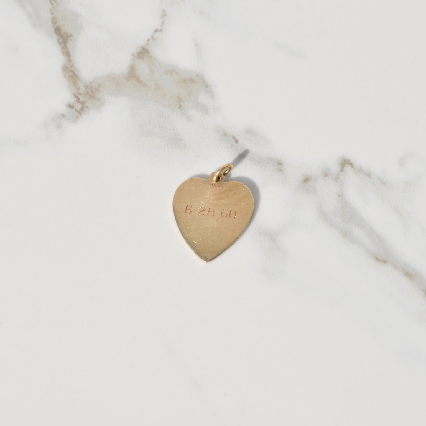 Vintage Engine-Turned Heart Charm 14k