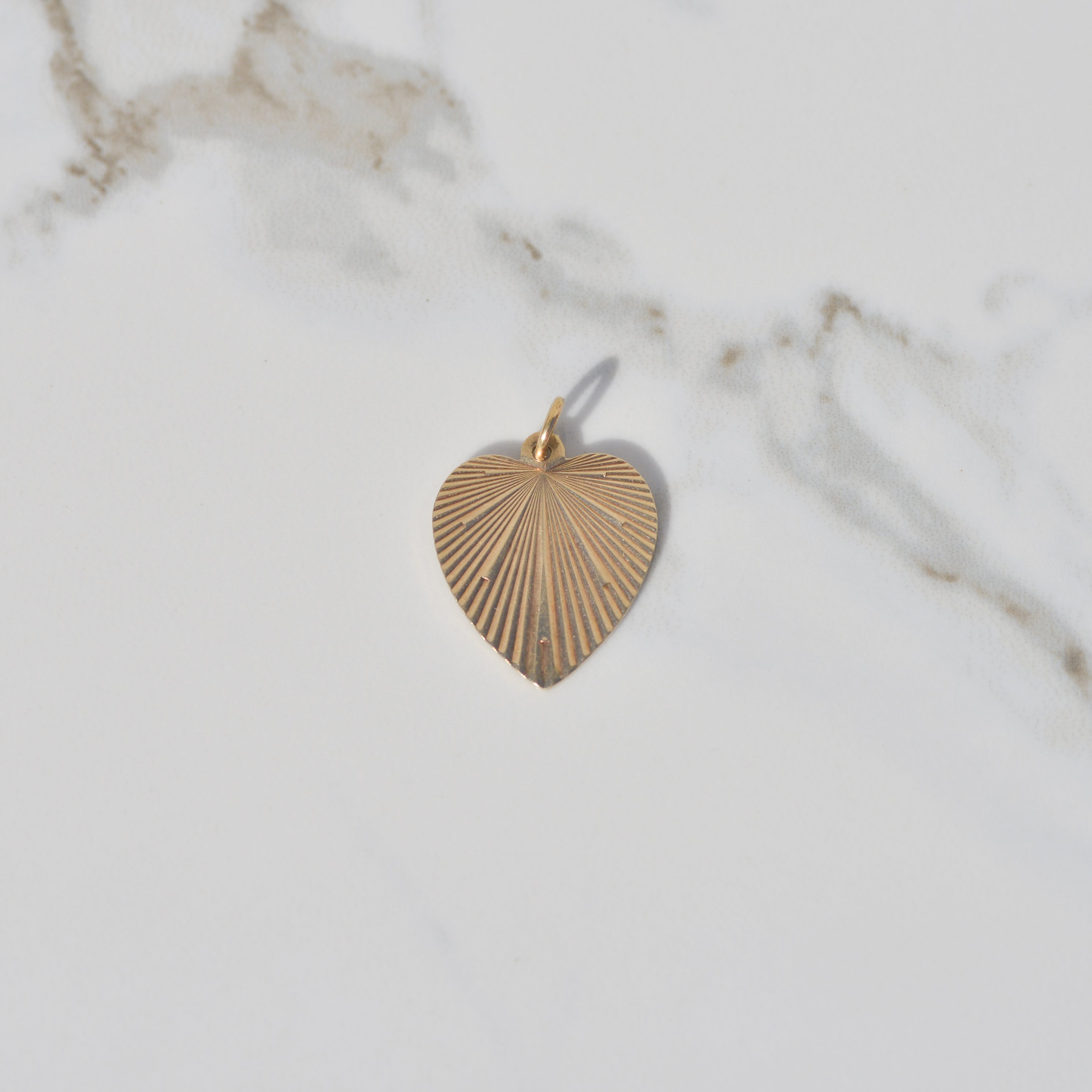 Vintage Engine-Turned Heart Charm 14k