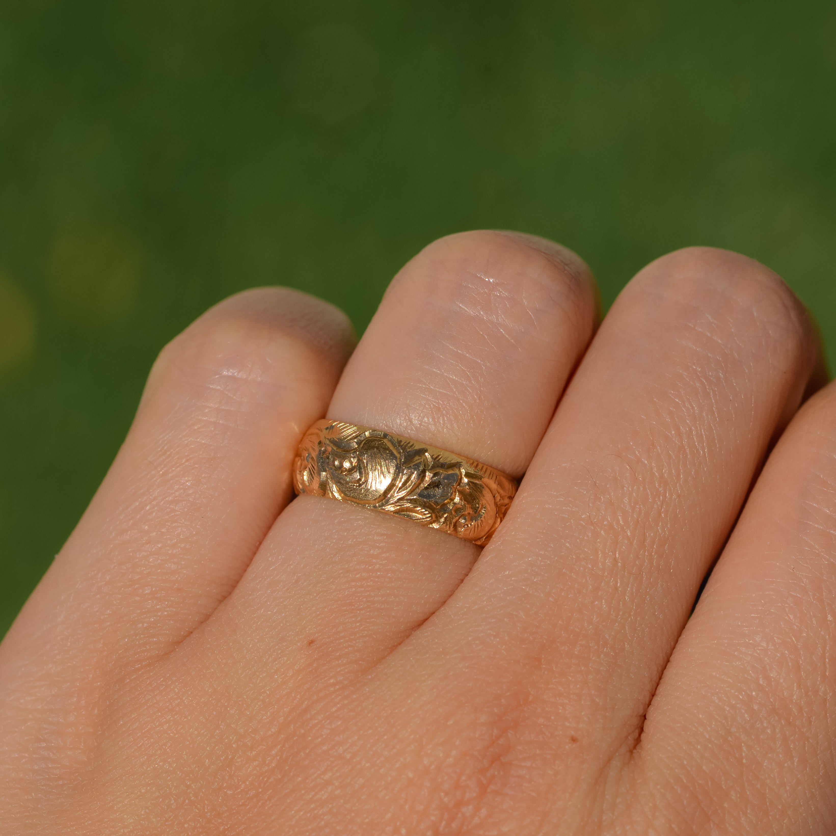 Vintage Engraved Wide Band