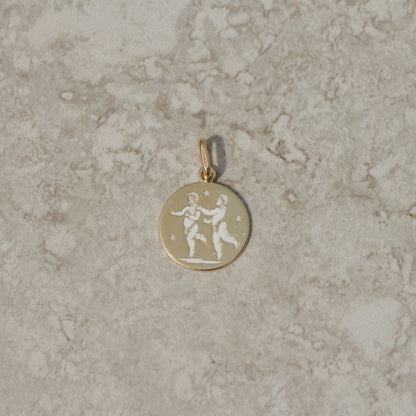 Vintage Enamel Gemini Zodiac Charm
