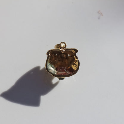 Vintage Enamel Tiger Head Pendant with Diamond Eyes 14k