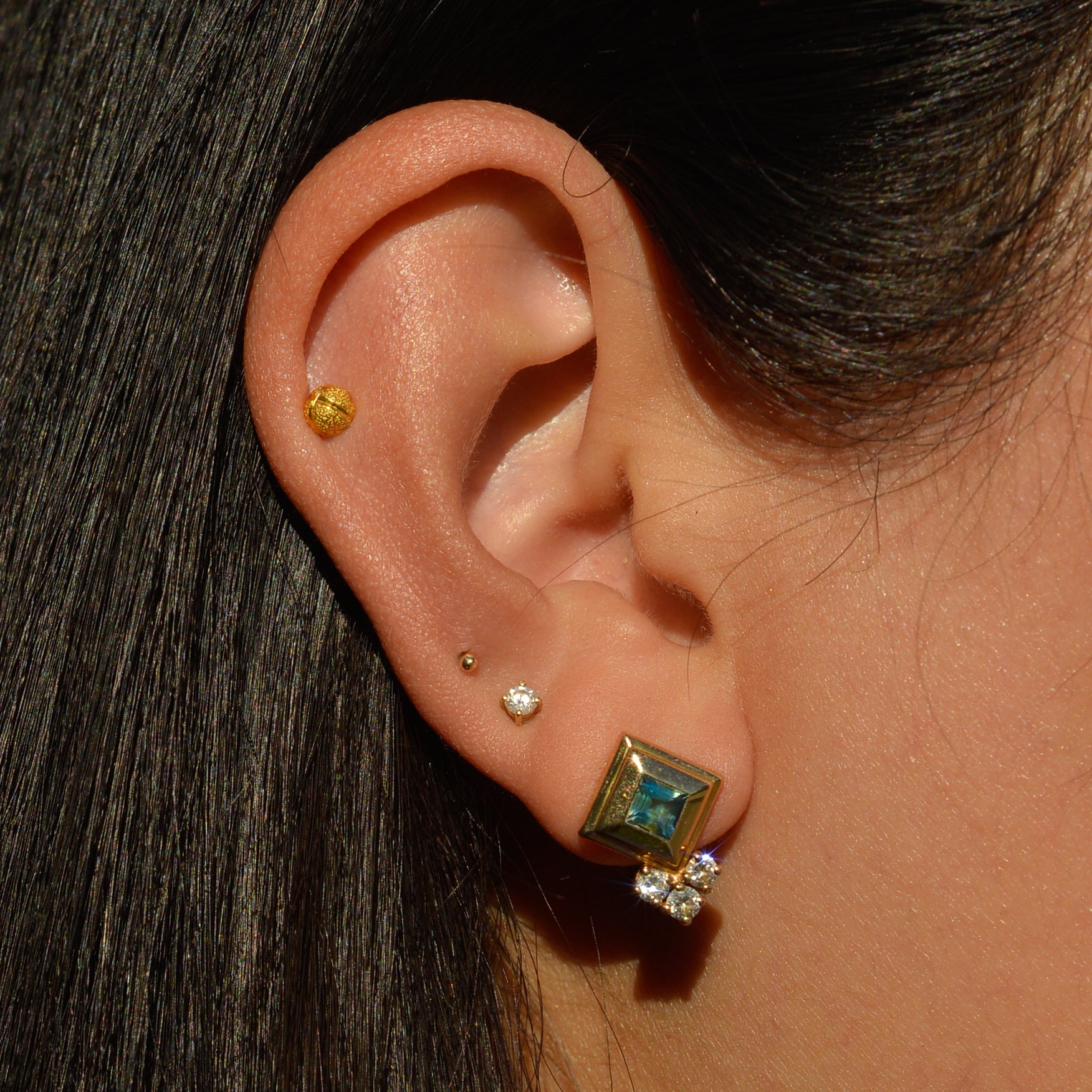 Vintage Topaz & Diamond Earrings
