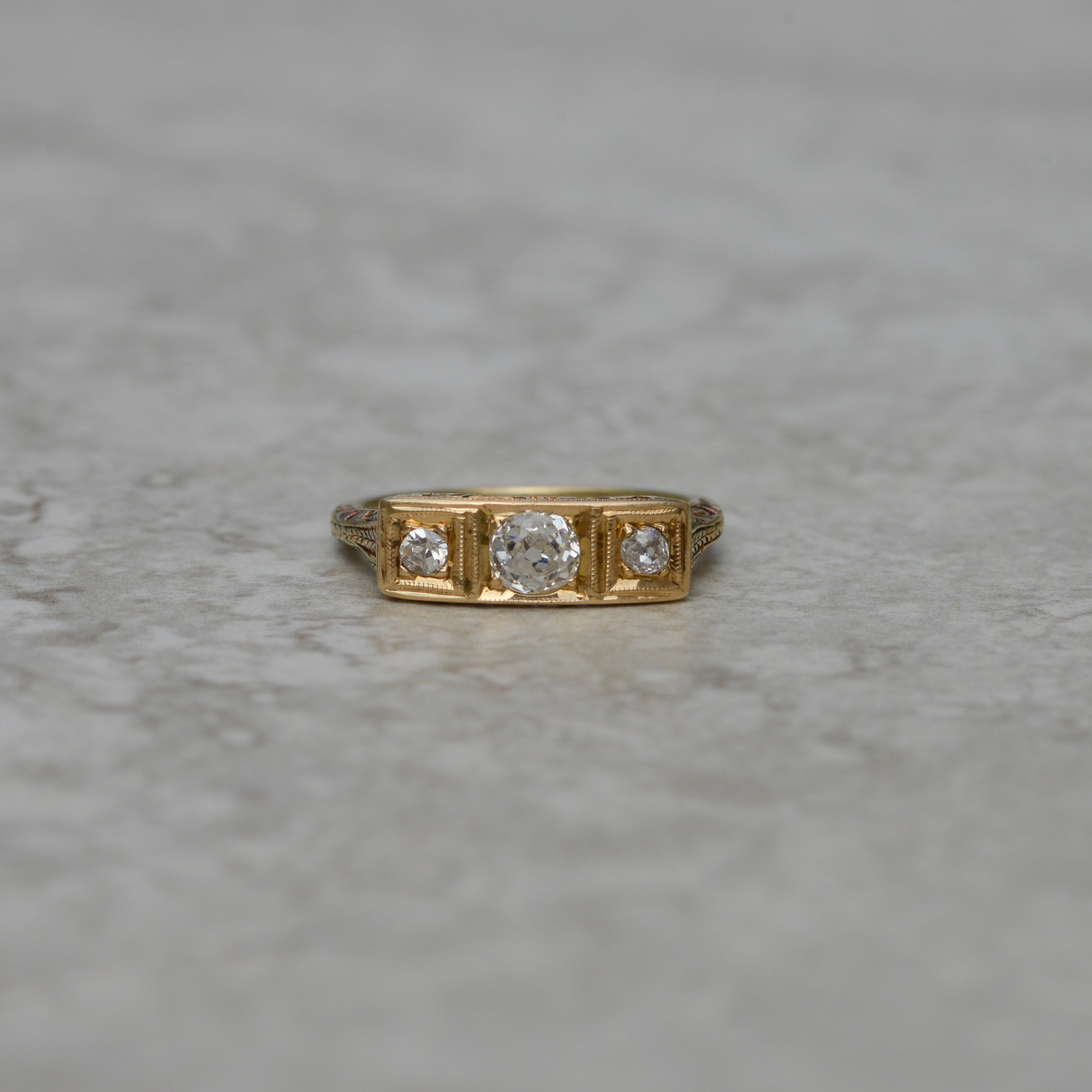 Antique Old Mine Diamond Filigree Ring