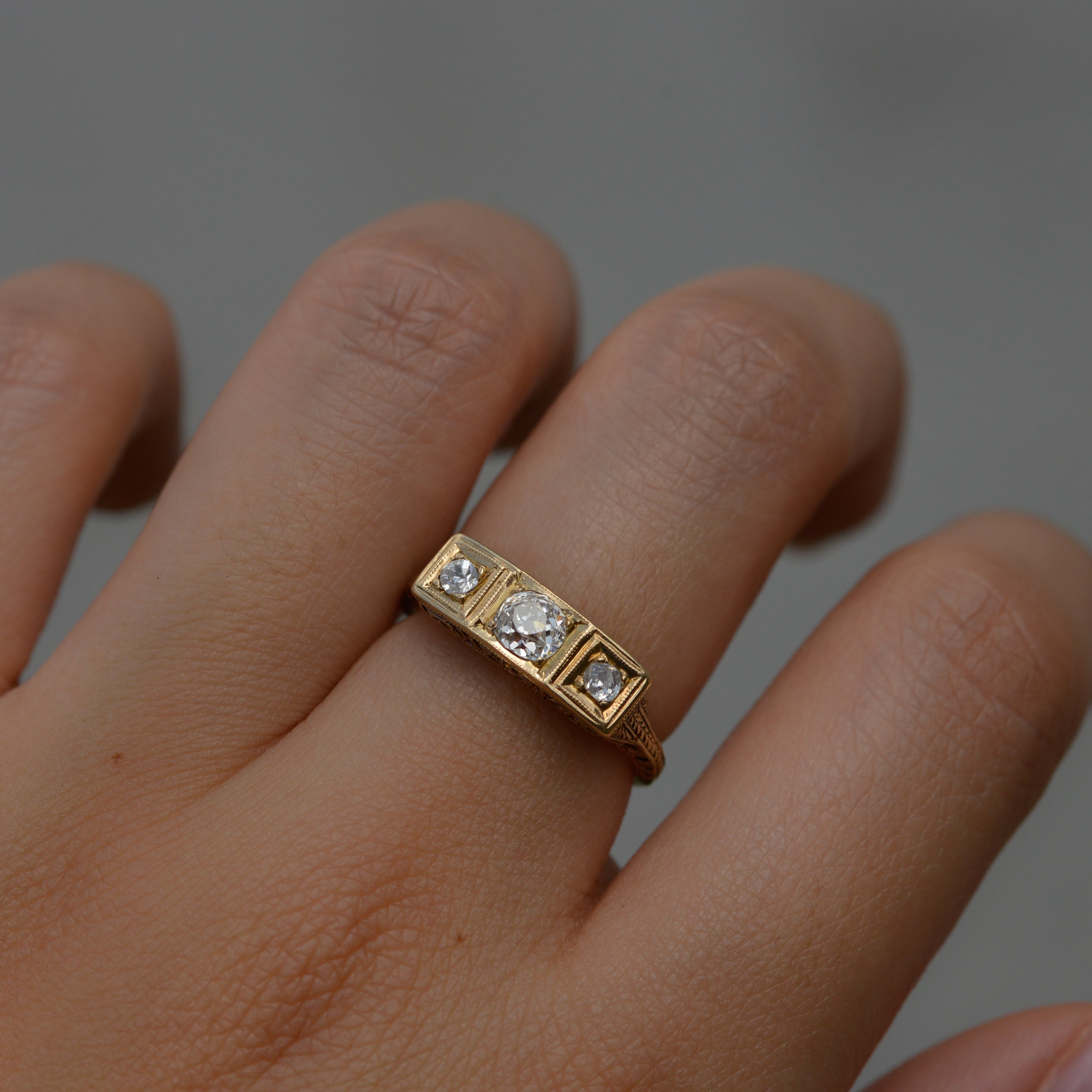 Antique Old Mine Diamond Filigree Ring